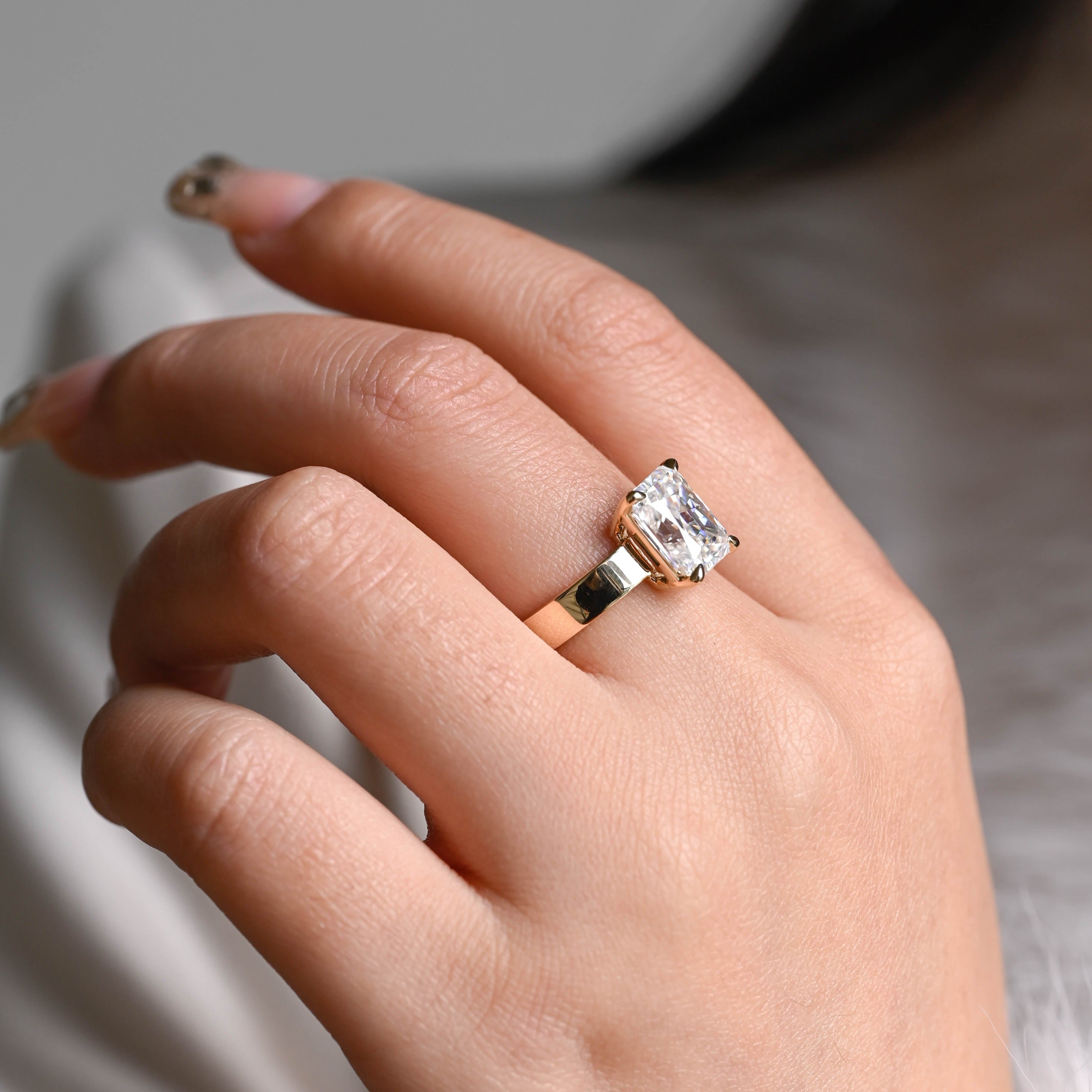 2 CT Emerald Pave Moissanite Engagement Ring