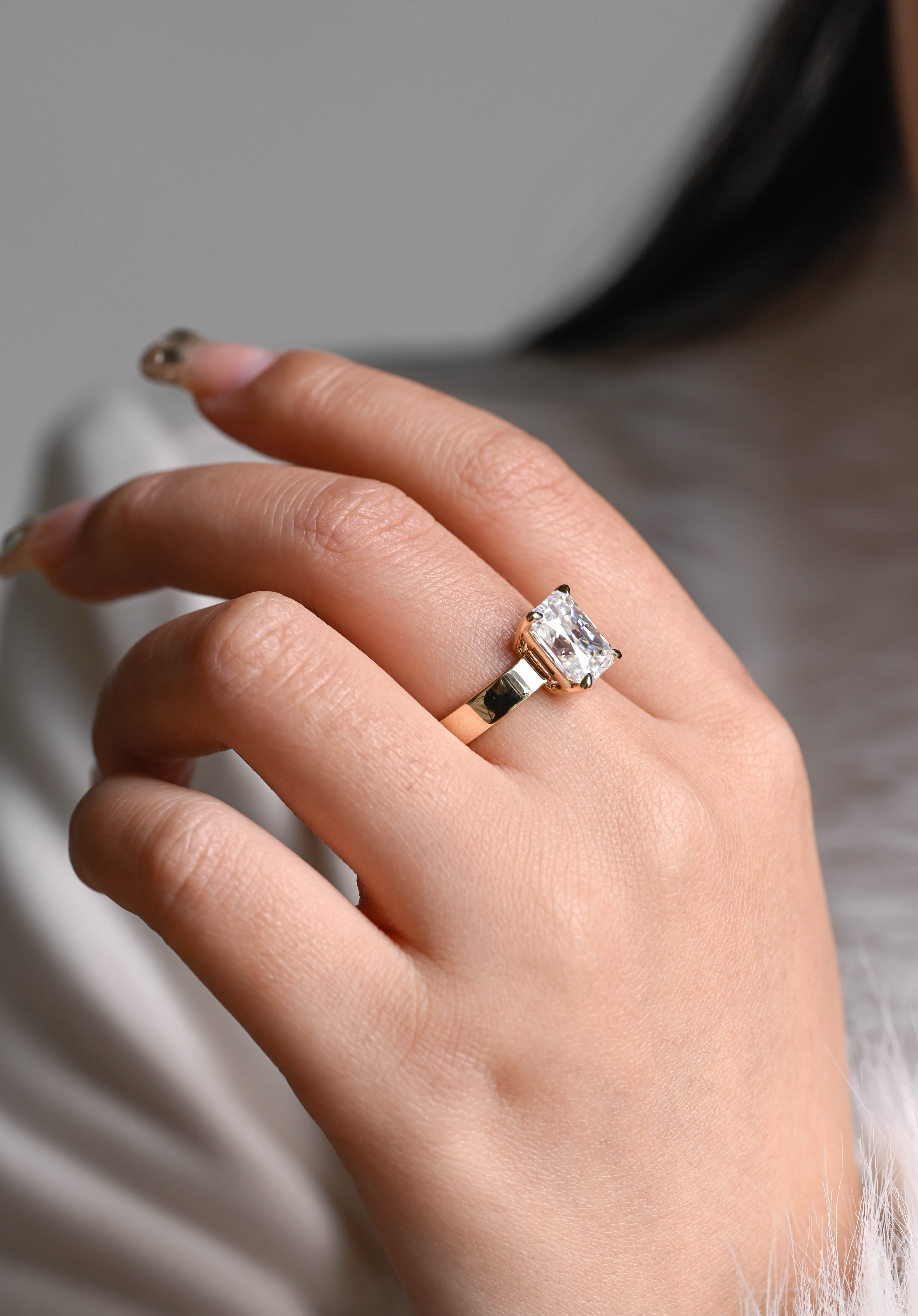 2 CT Emerald Pave Moissanite Engagement Ring