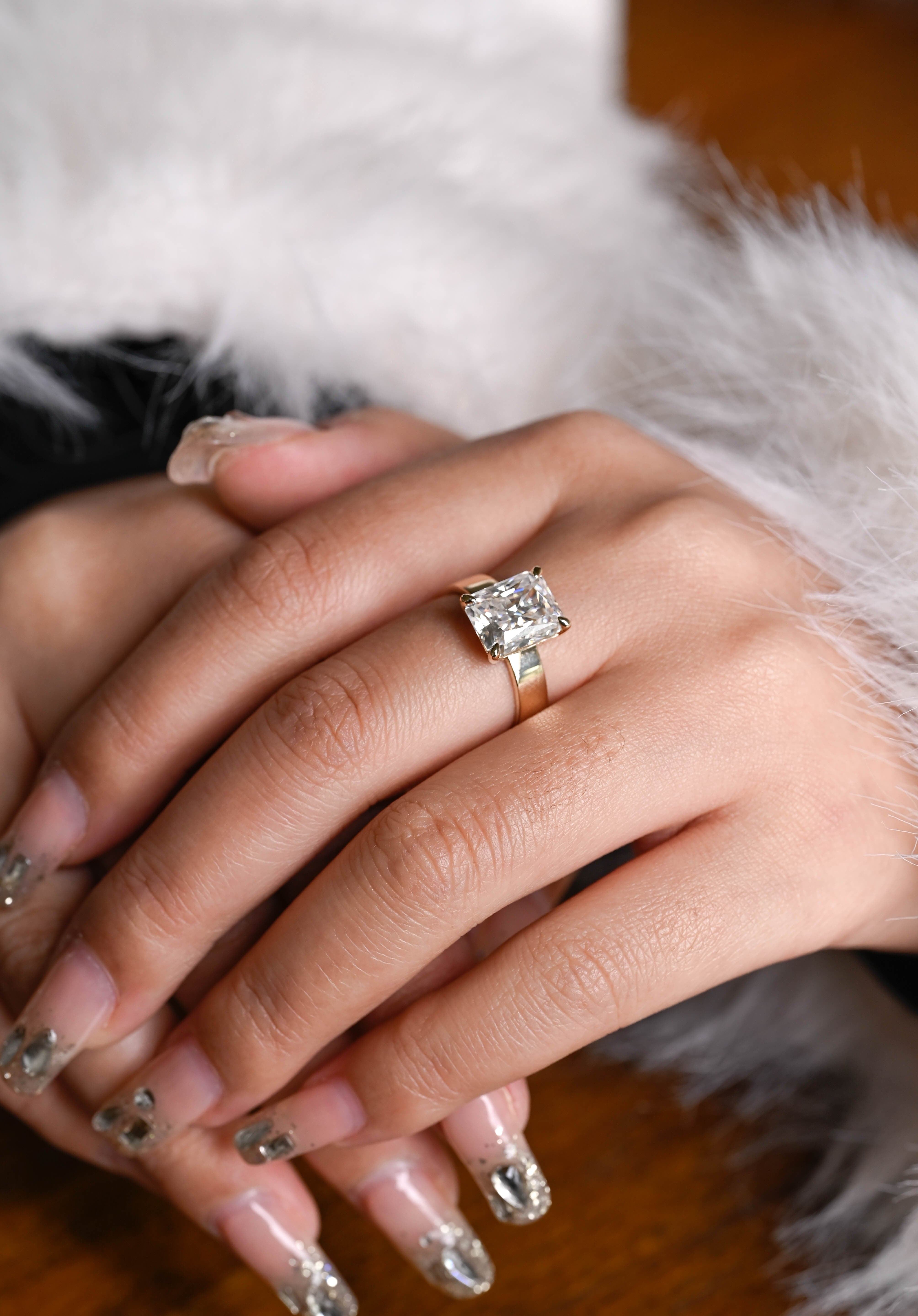 2 CT Emerald Pave Moissanite Engagement Ring