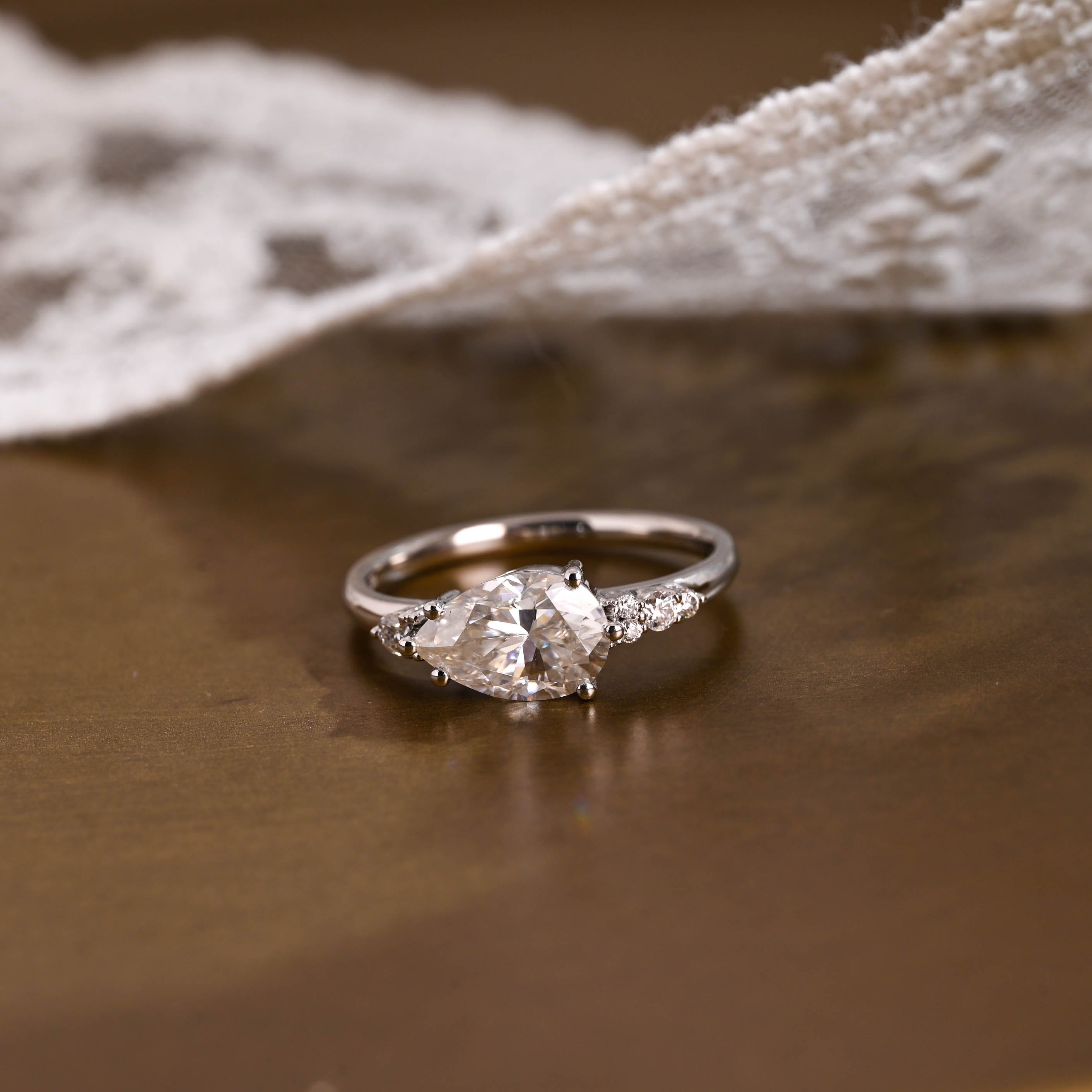 2 CT Emerald Pave Moissanite Engagement Ring