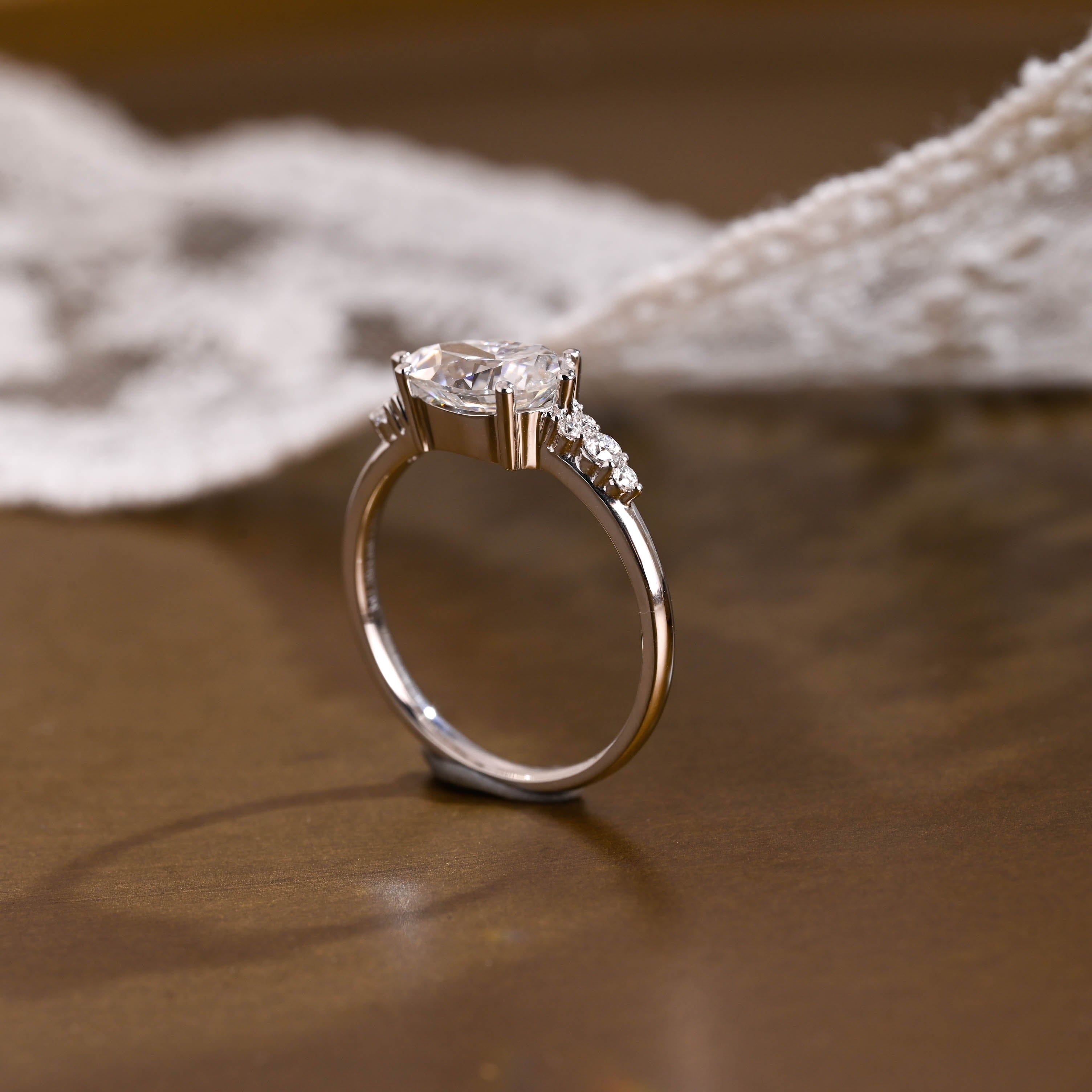 2 CT Emerald Pave Moissanite Engagement Ring