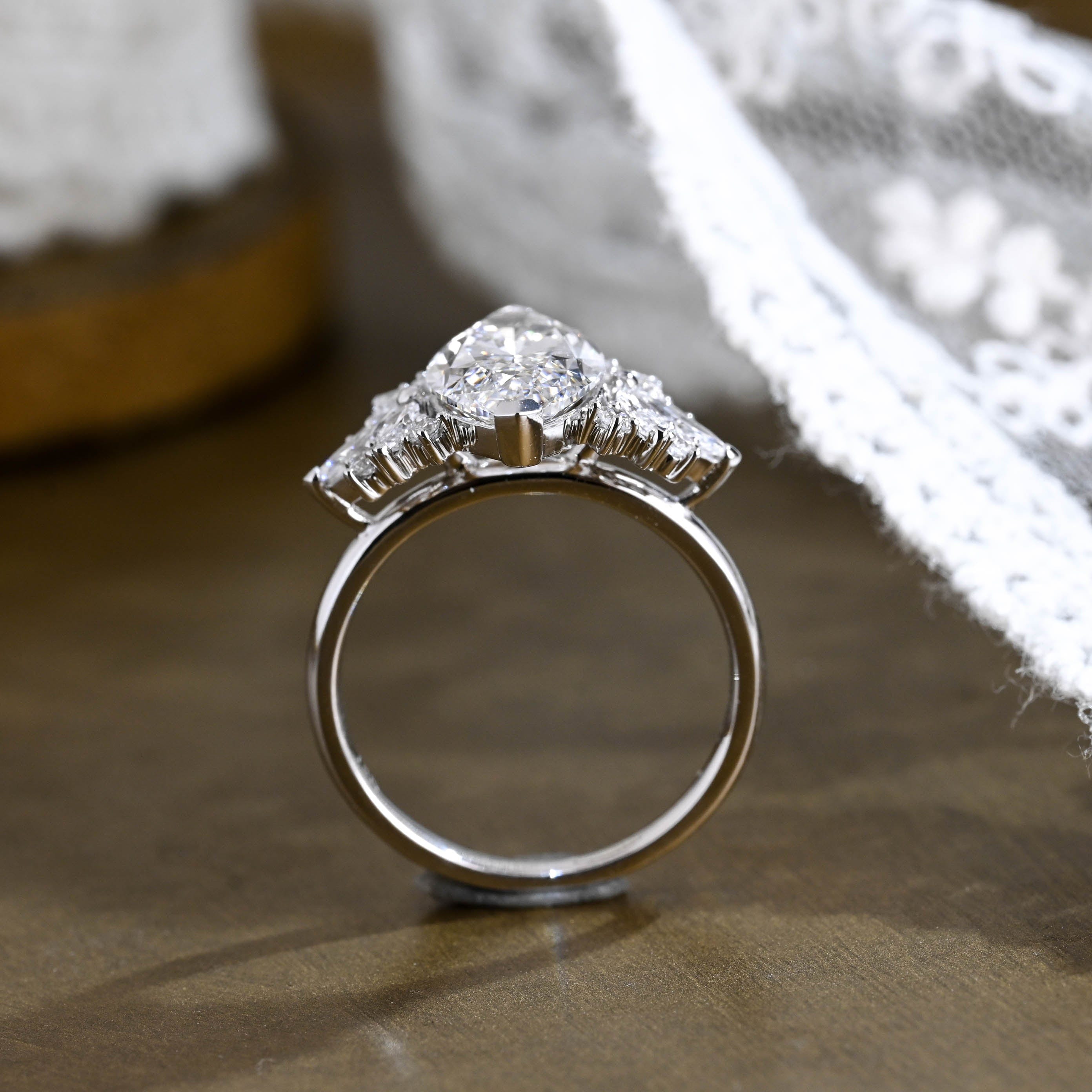 2 CT Emerald Pave Moissanite Engagement Ring
