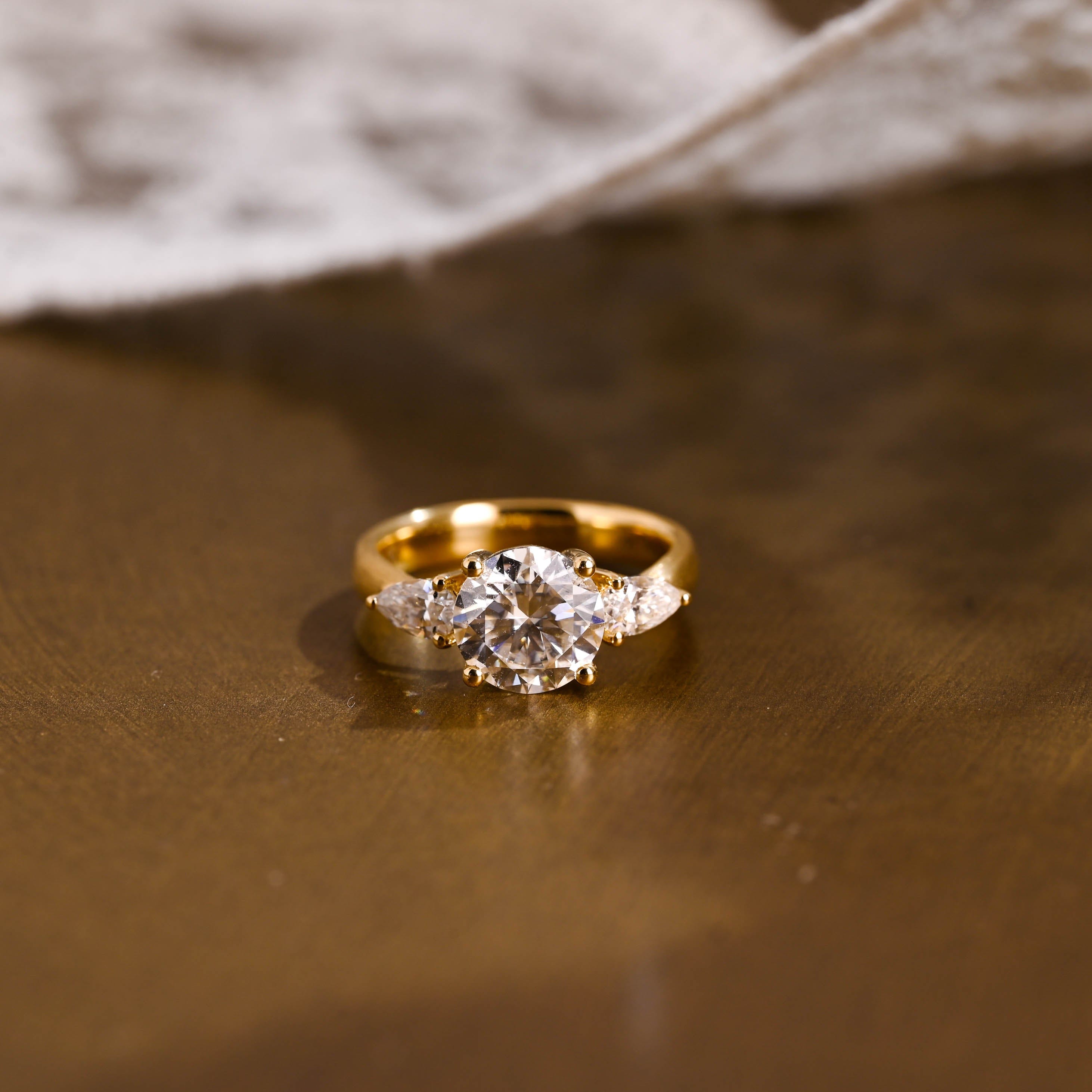 2 CT Emerald Pave Moissanite Engagement Ring
