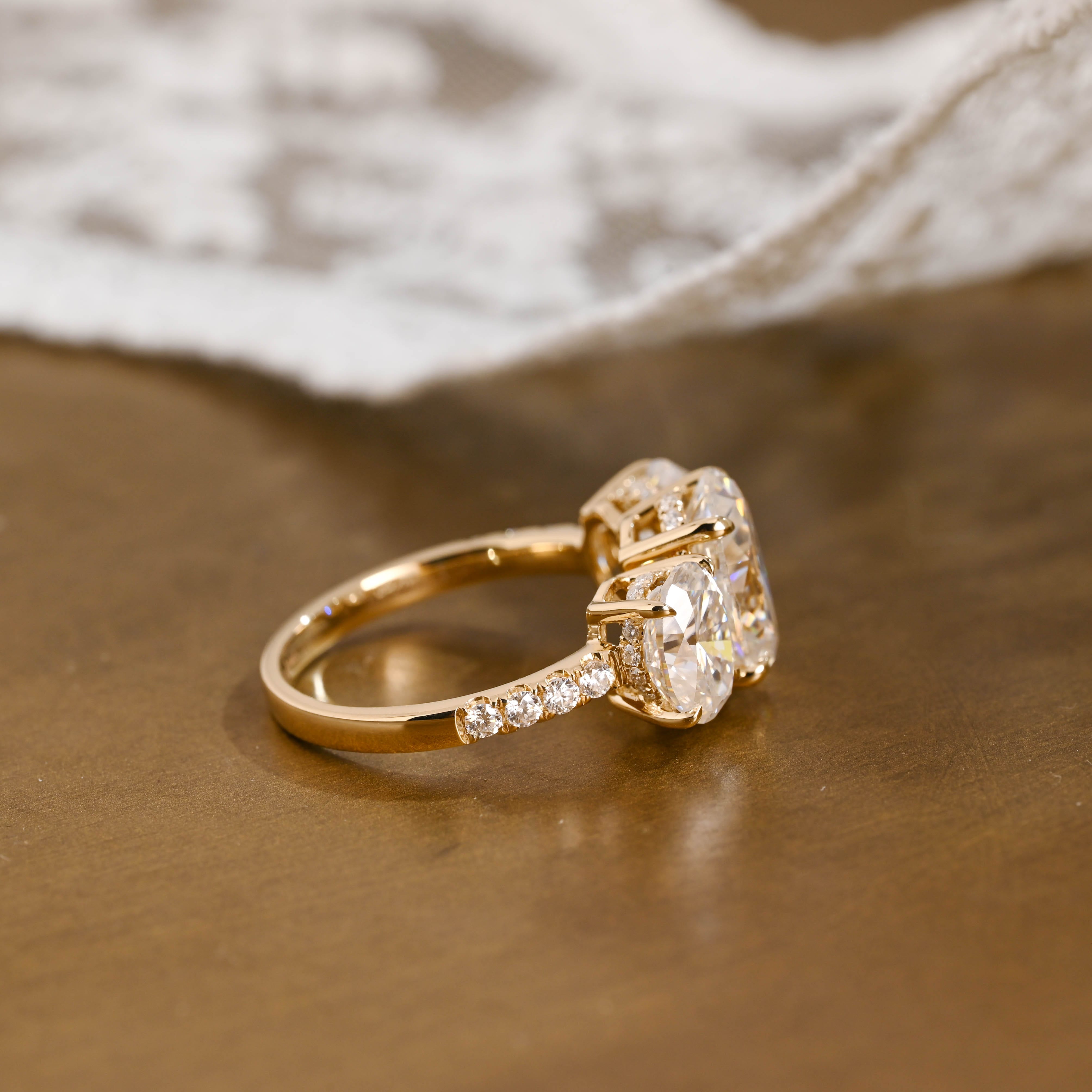 2 CT Emerald Pave Moissanite Engagement Ring