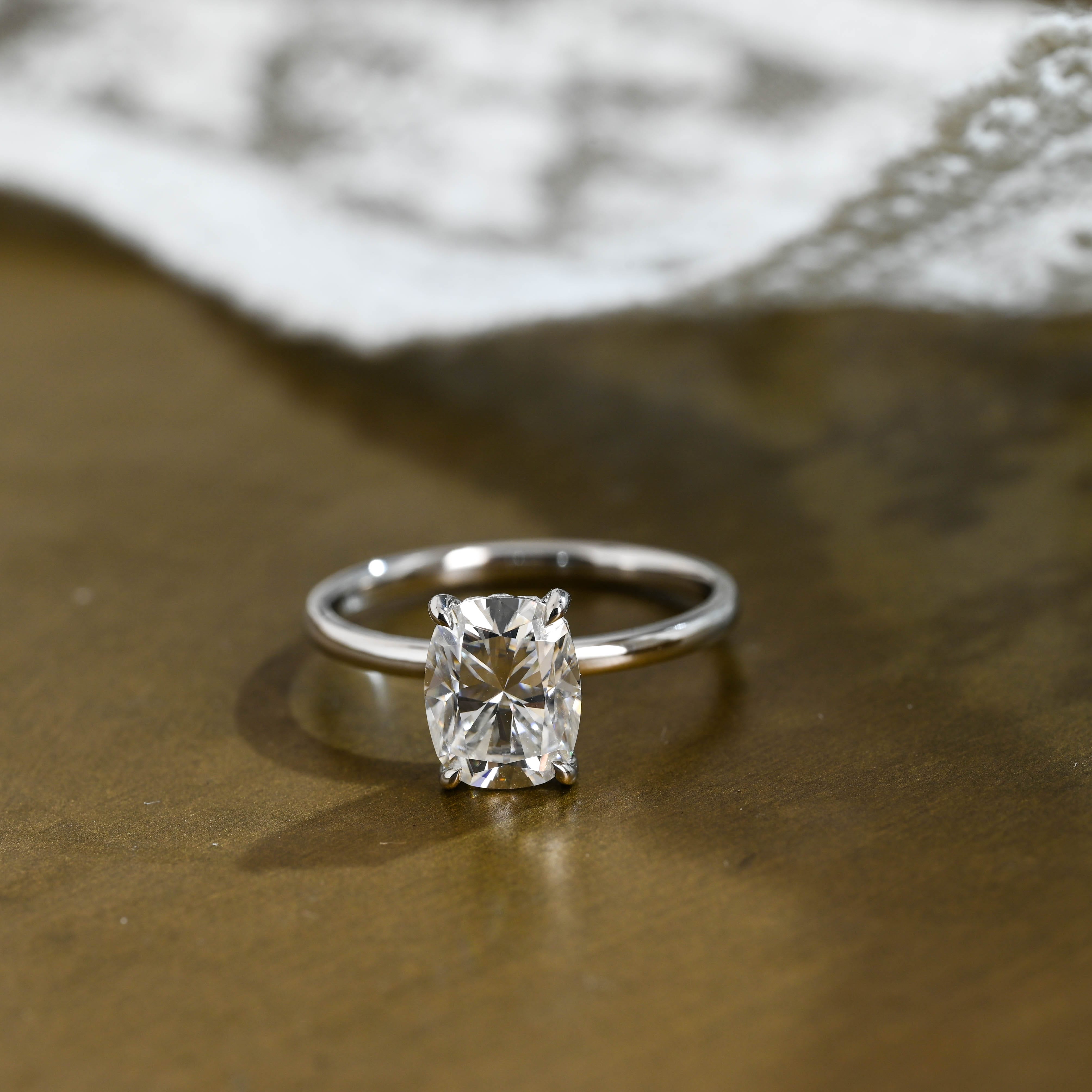 2 CT Emerald Pave Moissanite Engagement Ring