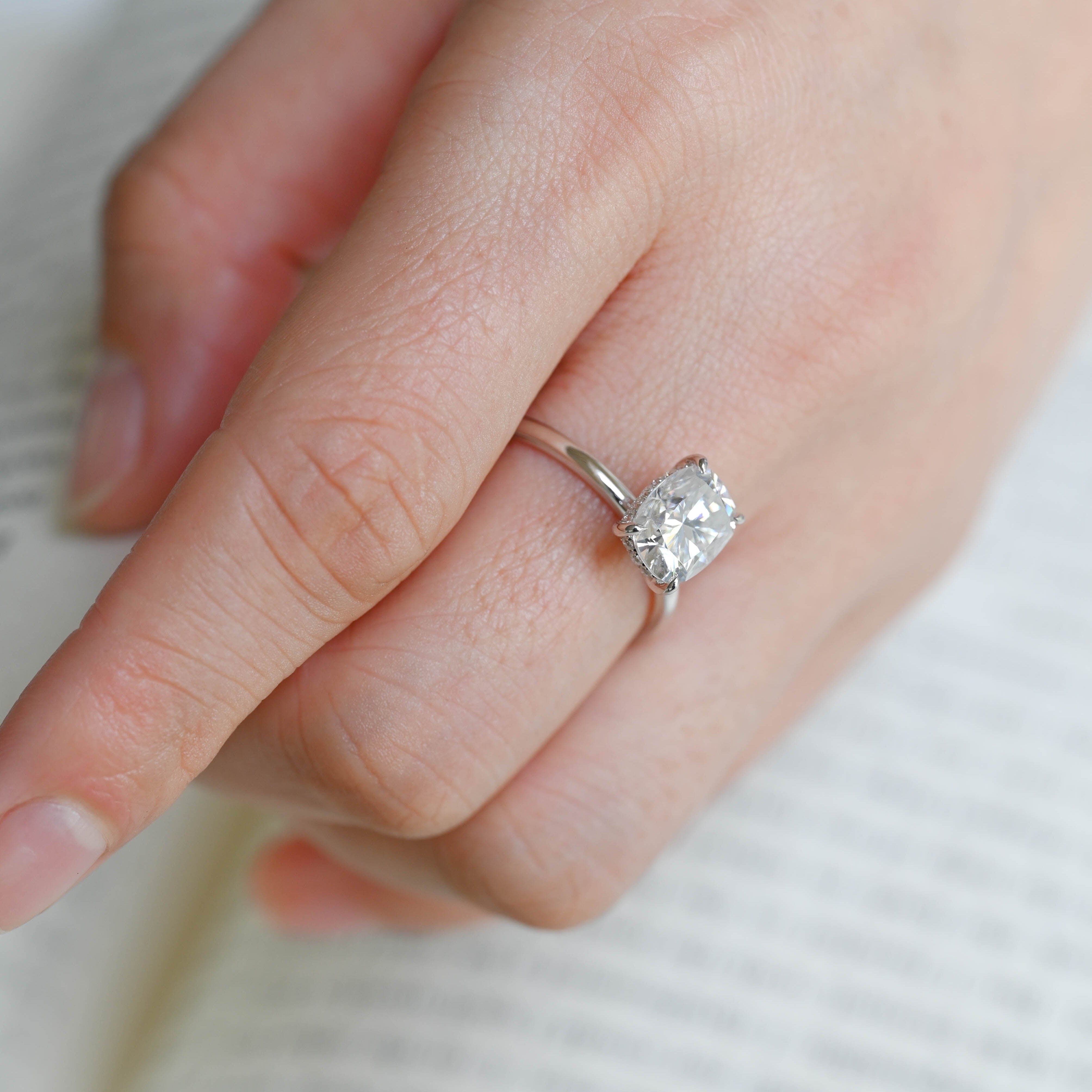 2 CT Emerald Pave Moissanite Engagement Ring