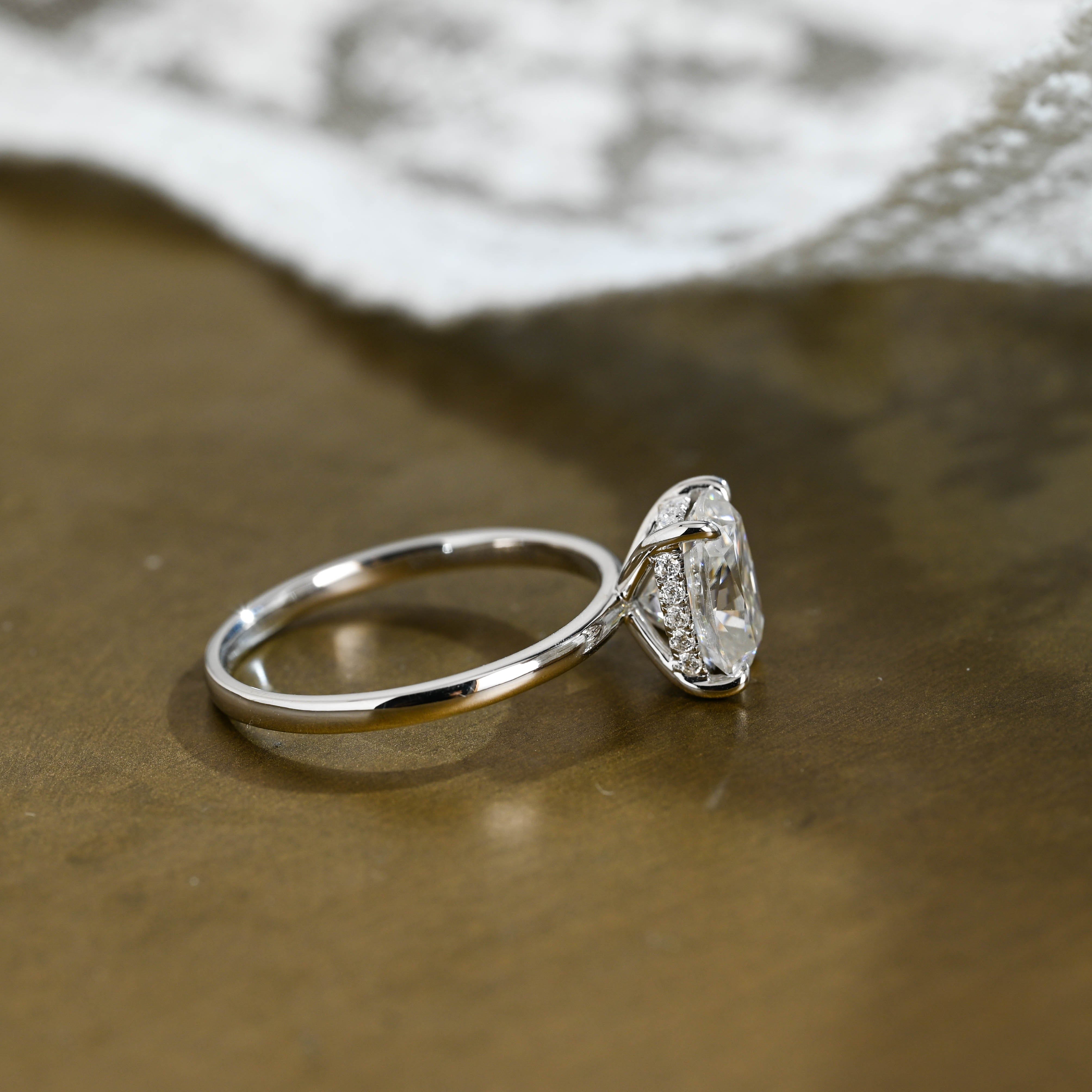 2 CT Emerald Pave Moissanite Engagement Ring