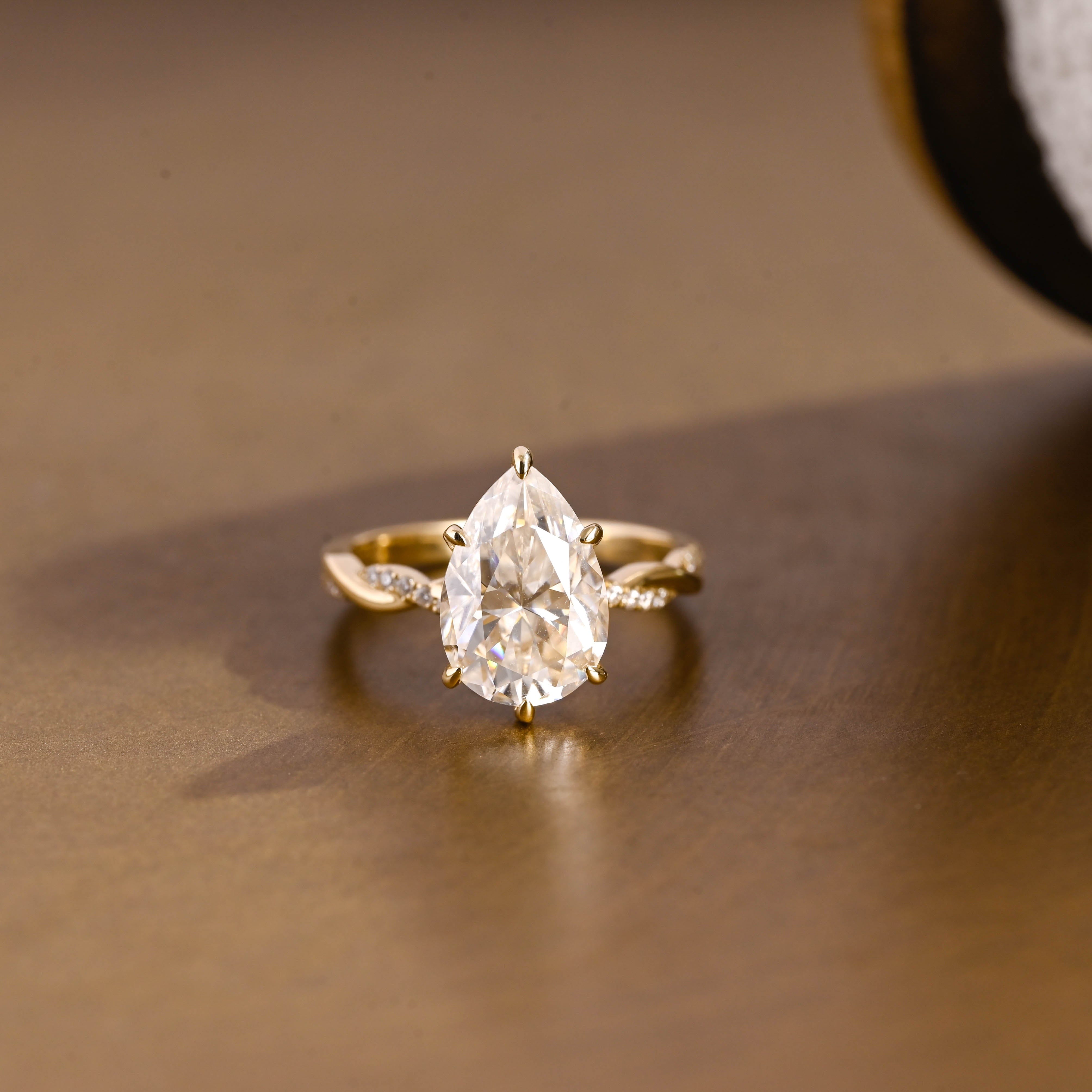 2 CT Emerald Pave Moissanite Engagement Ring