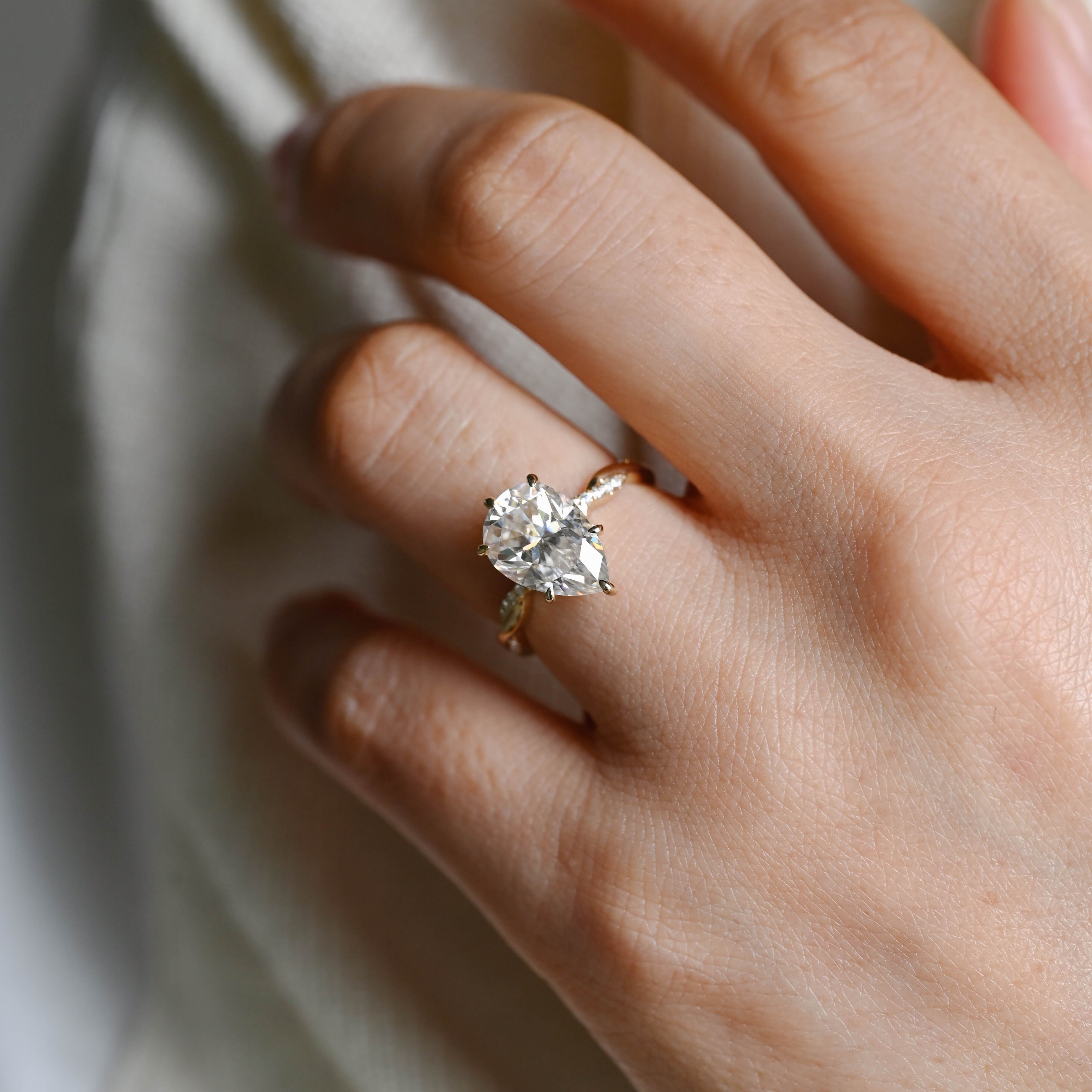 2 CT Emerald Pave Moissanite Engagement Ring