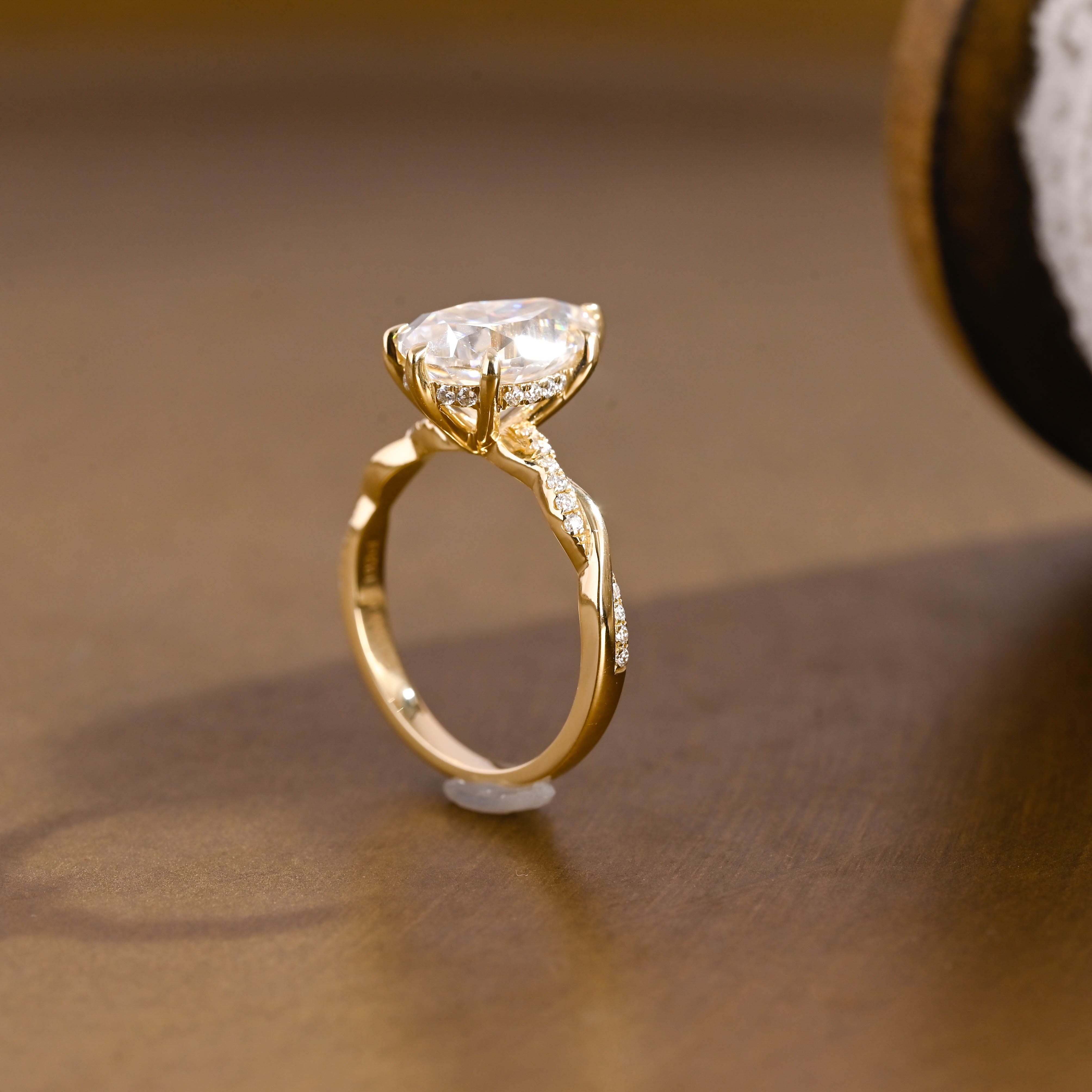 2 CT Emerald Pave Moissanite Engagement Ring