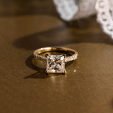 2 CT Emerald Pave Moissanite Engagement Ring