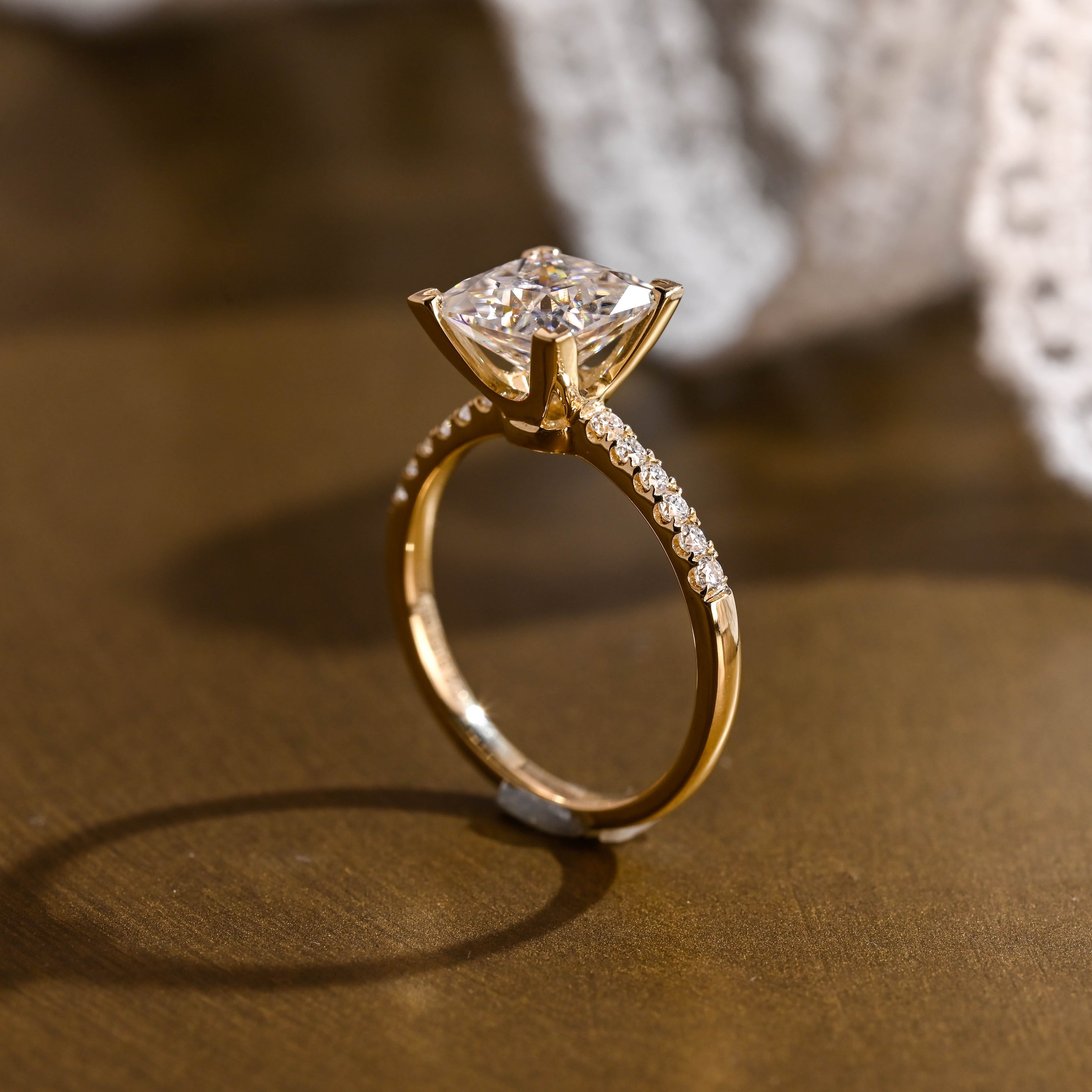 2 CT Emerald Pave Moissanite Engagement Ring