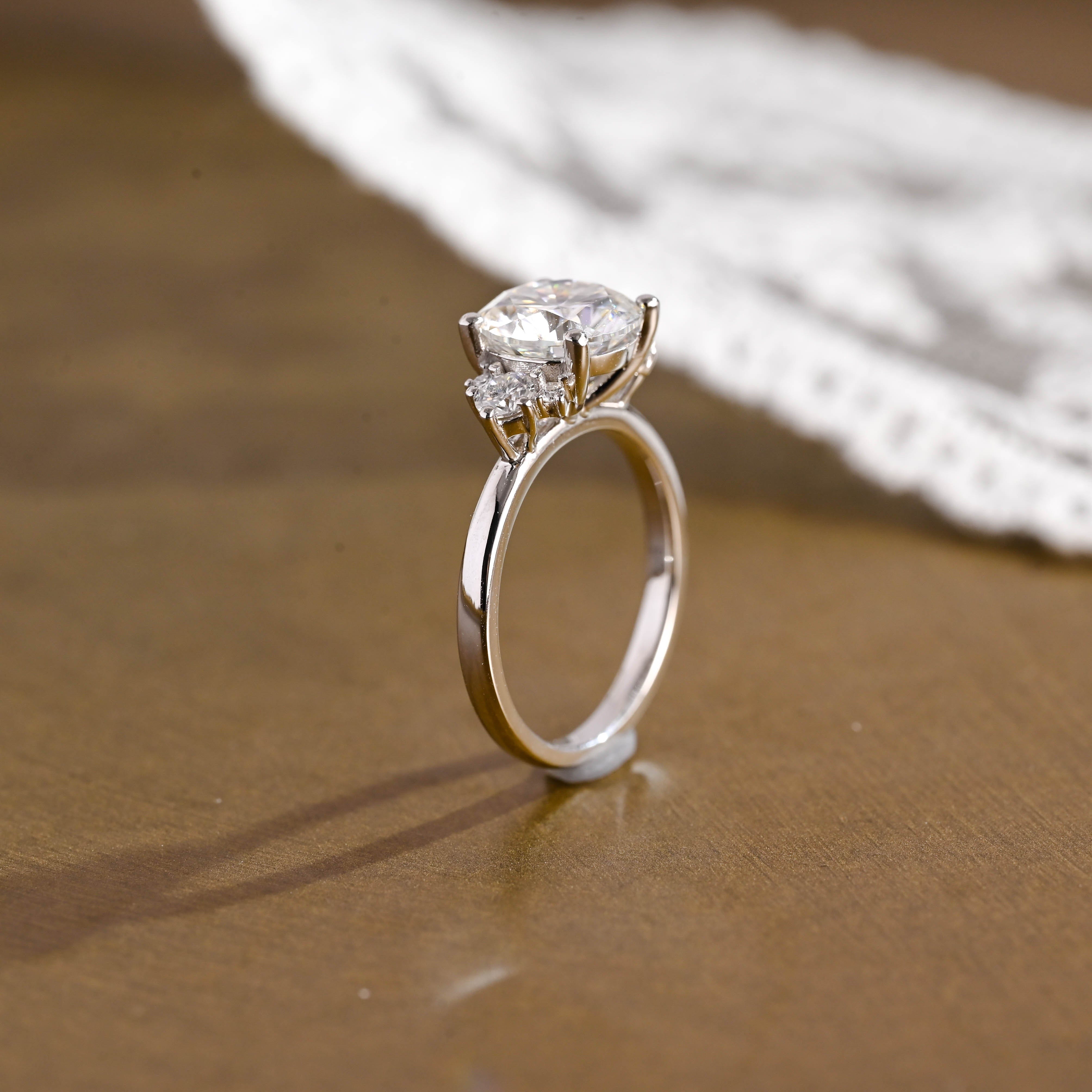 2 CT Emerald Pave Moissanite Engagement Ring
