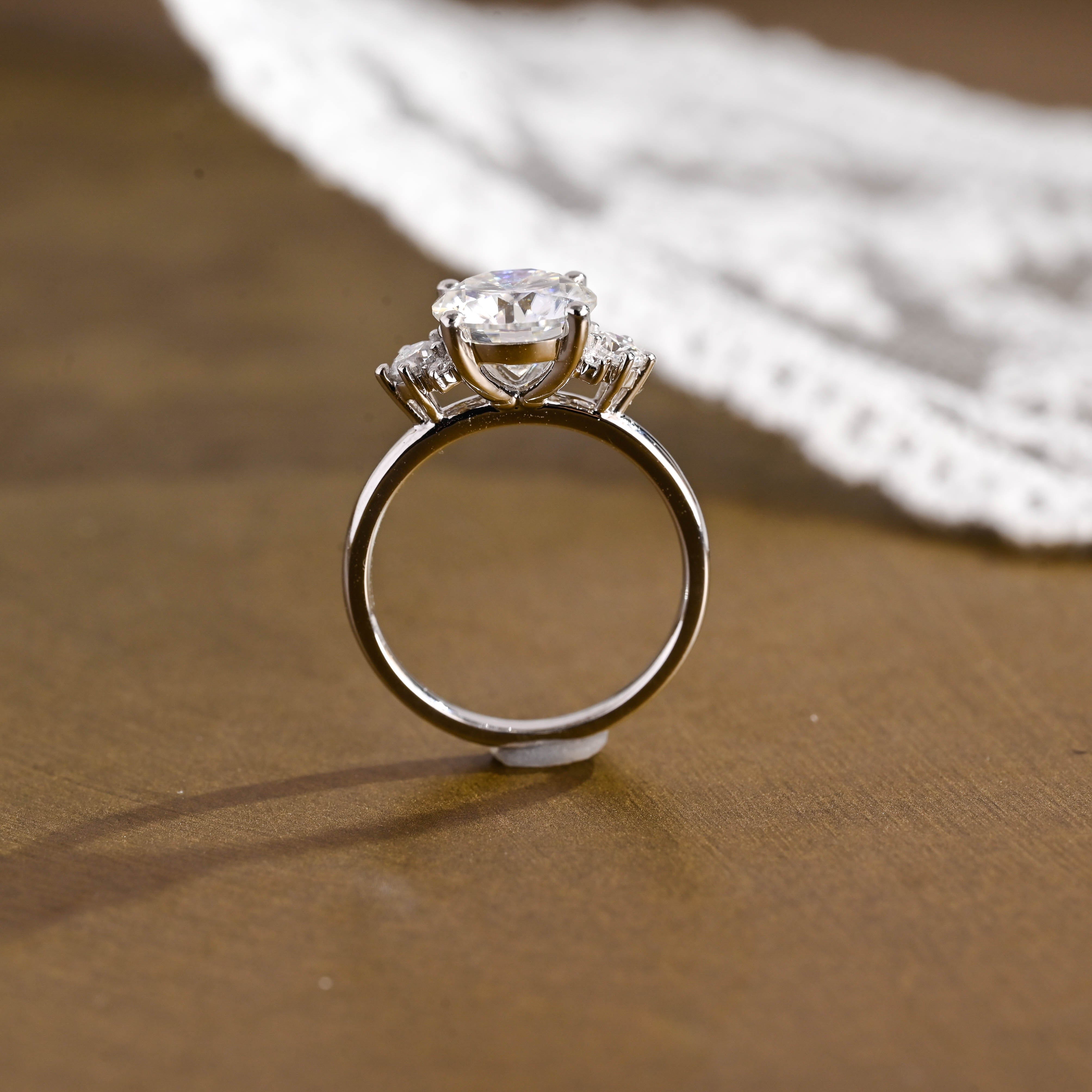 2 CT Emerald Pave Moissanite Engagement Ring