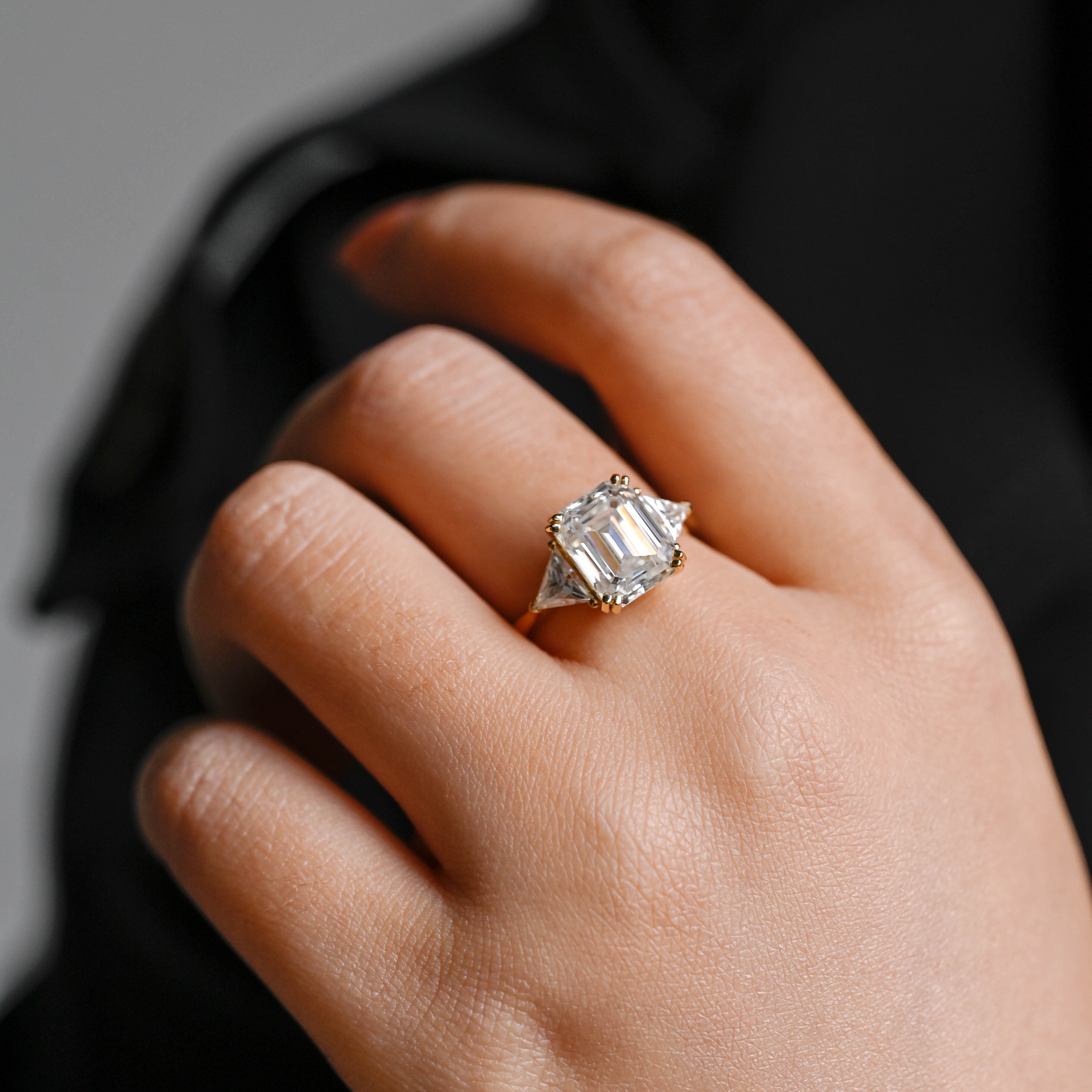 2 CT Emerald Pave Moissanite Engagement Ring