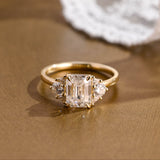 2 CT Emerald Pave Moissanite Engagement Ring