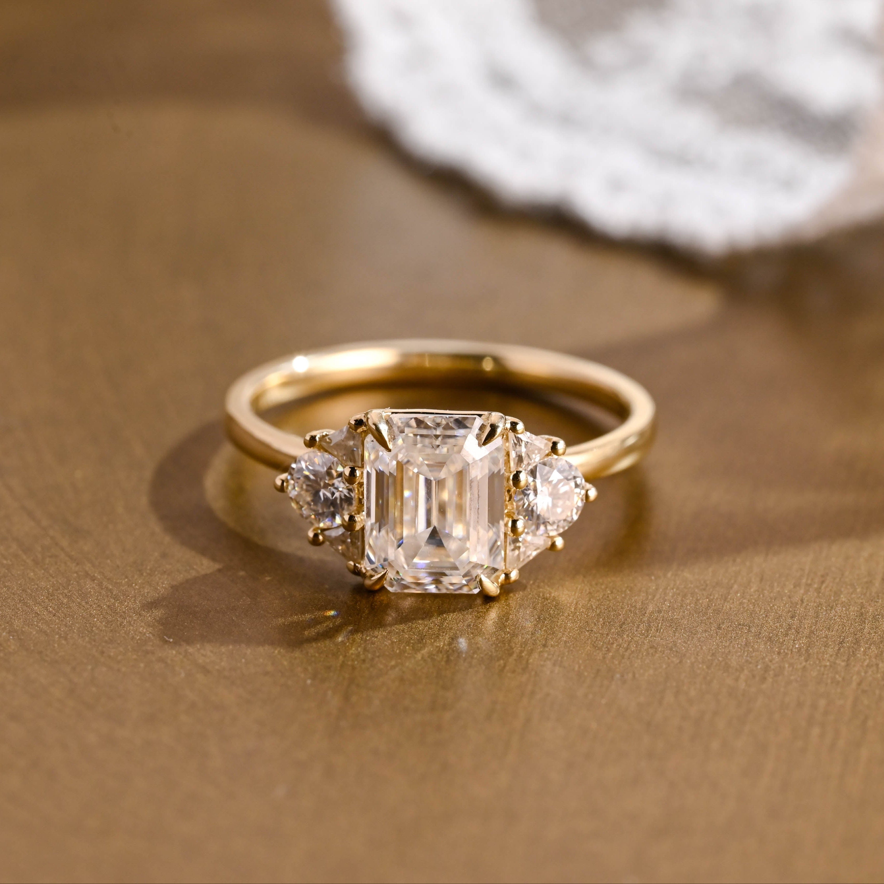 2 CT Emerald Pave Moissanite Engagement Ring