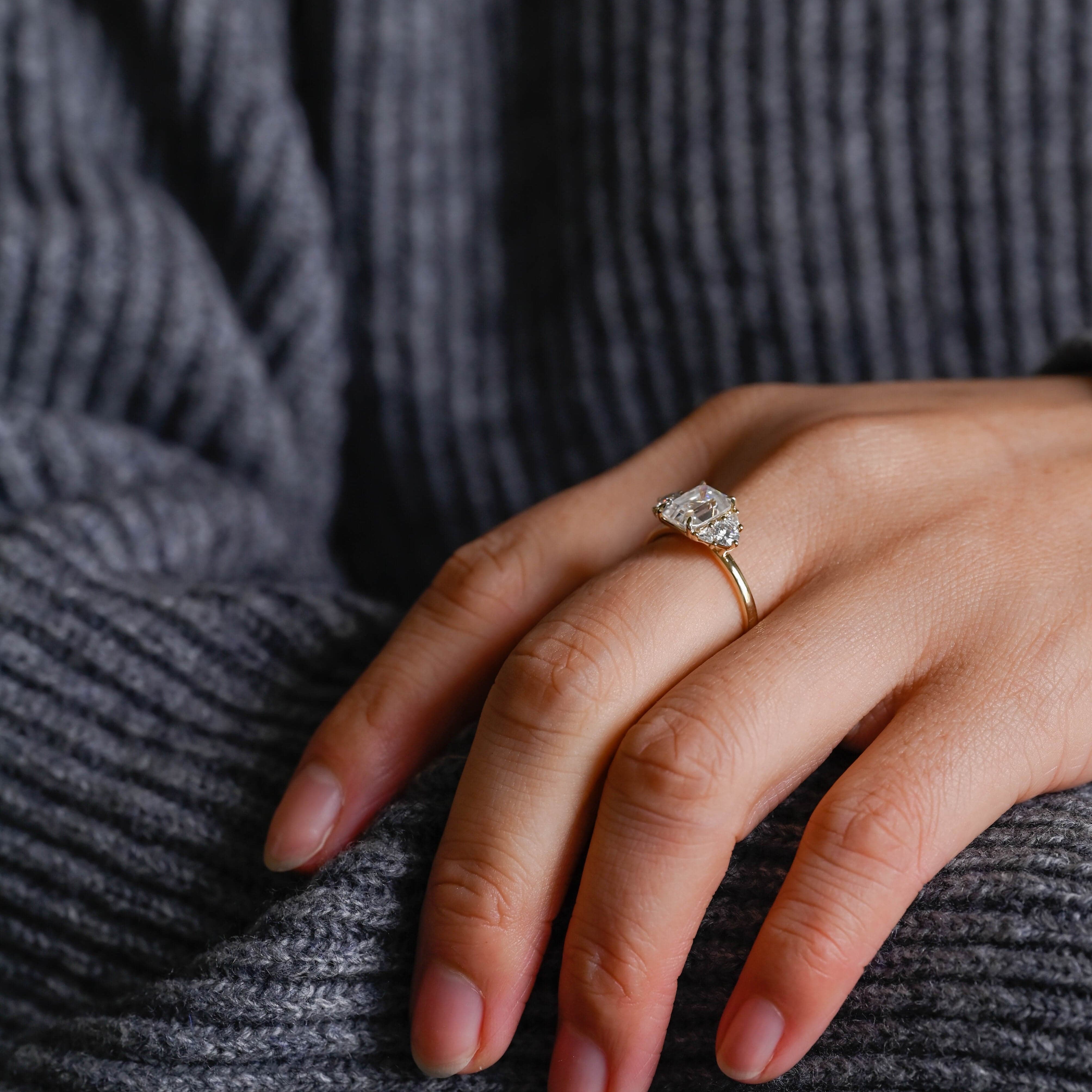 2 CT Emerald Pave Moissanite Engagement Ring