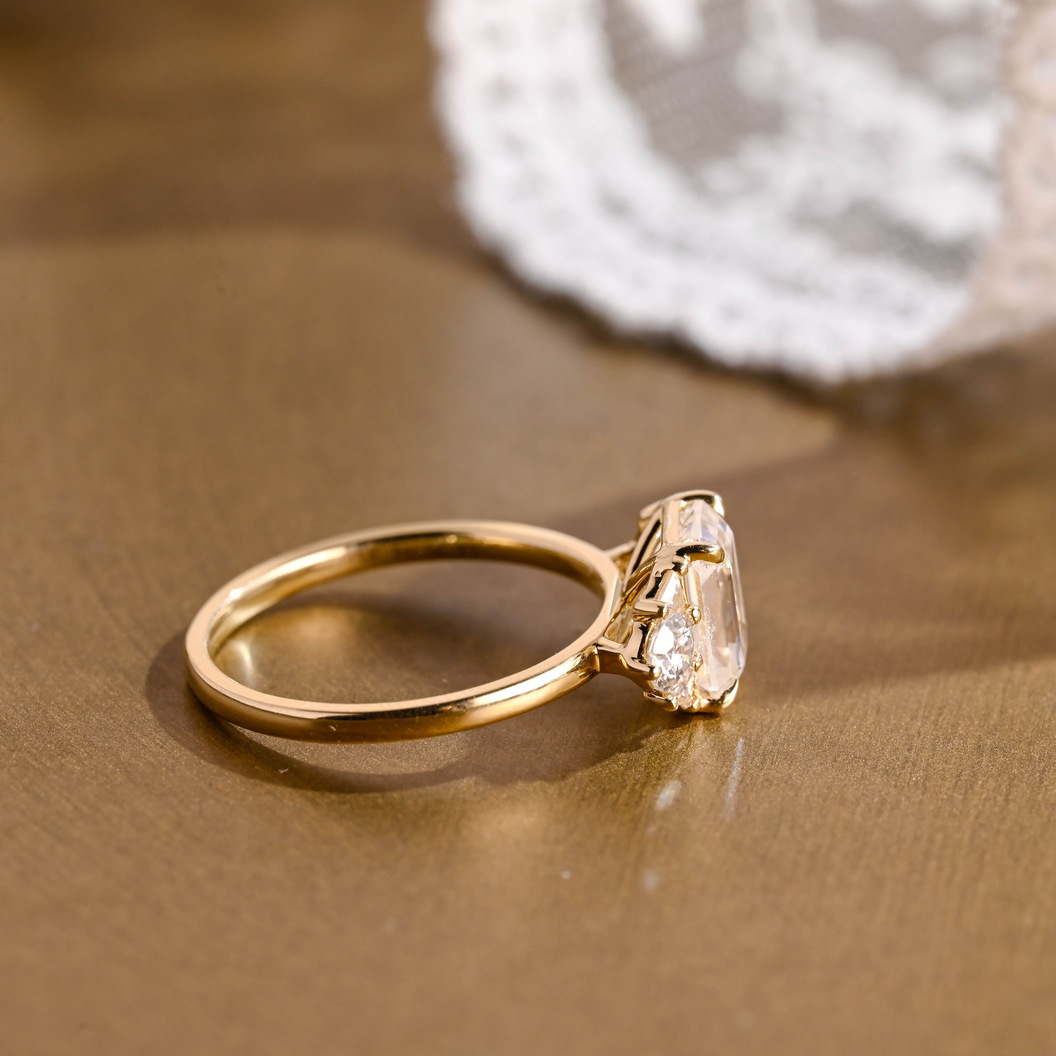 2 CT Emerald Pave Moissanite Engagement Ring