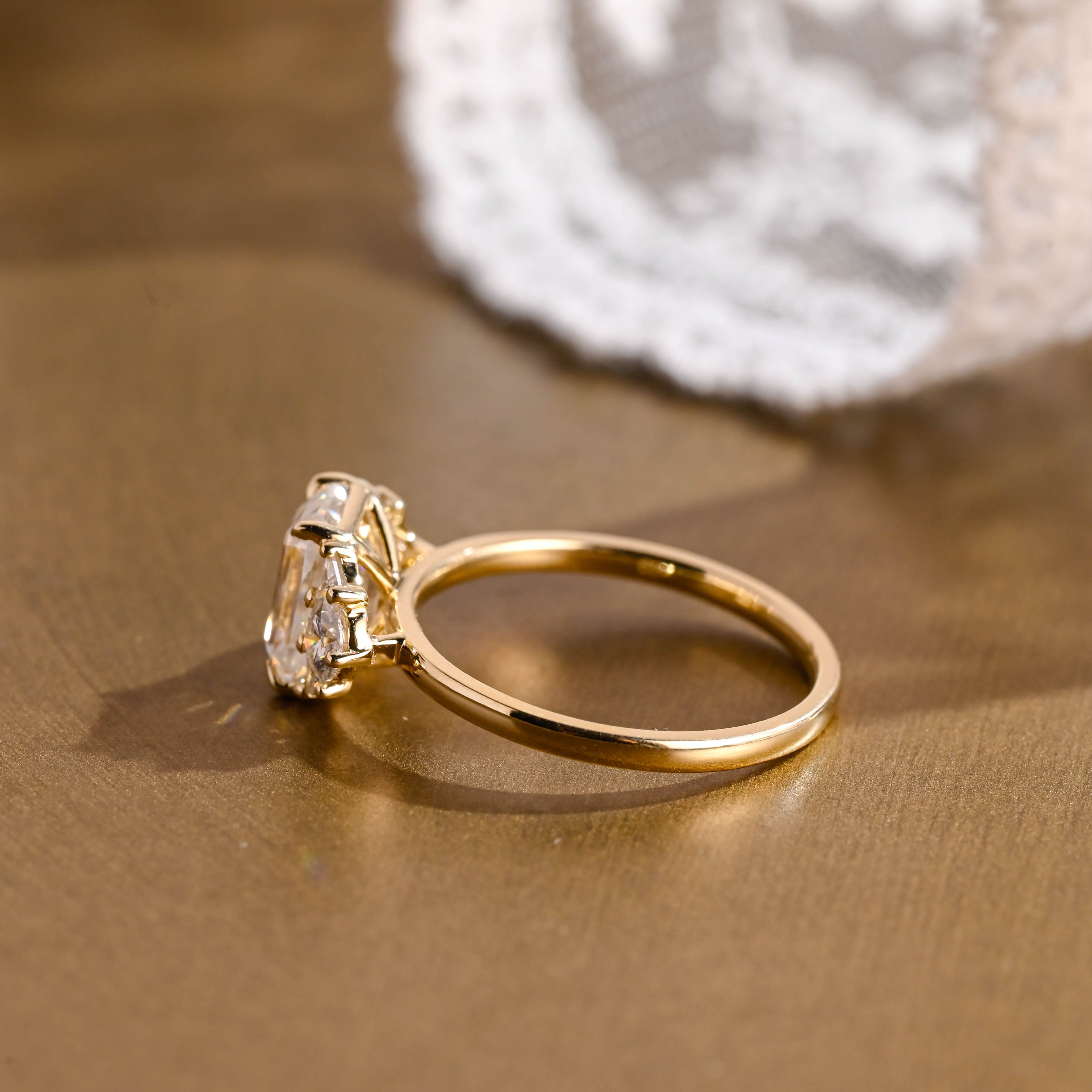 2 CT Emerald Pave Moissanite Engagement Ring