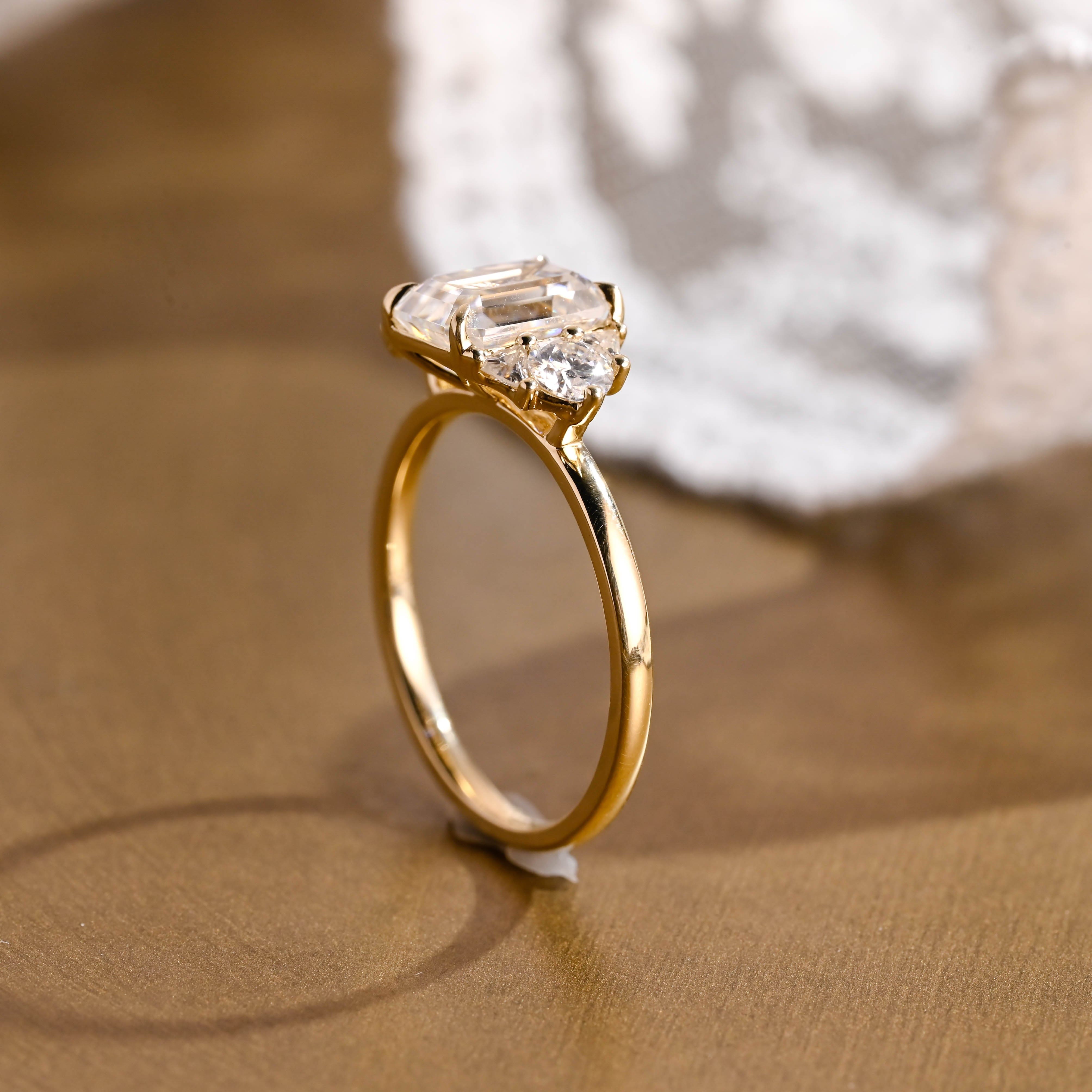 2 CT Emerald Pave Moissanite Engagement Ring