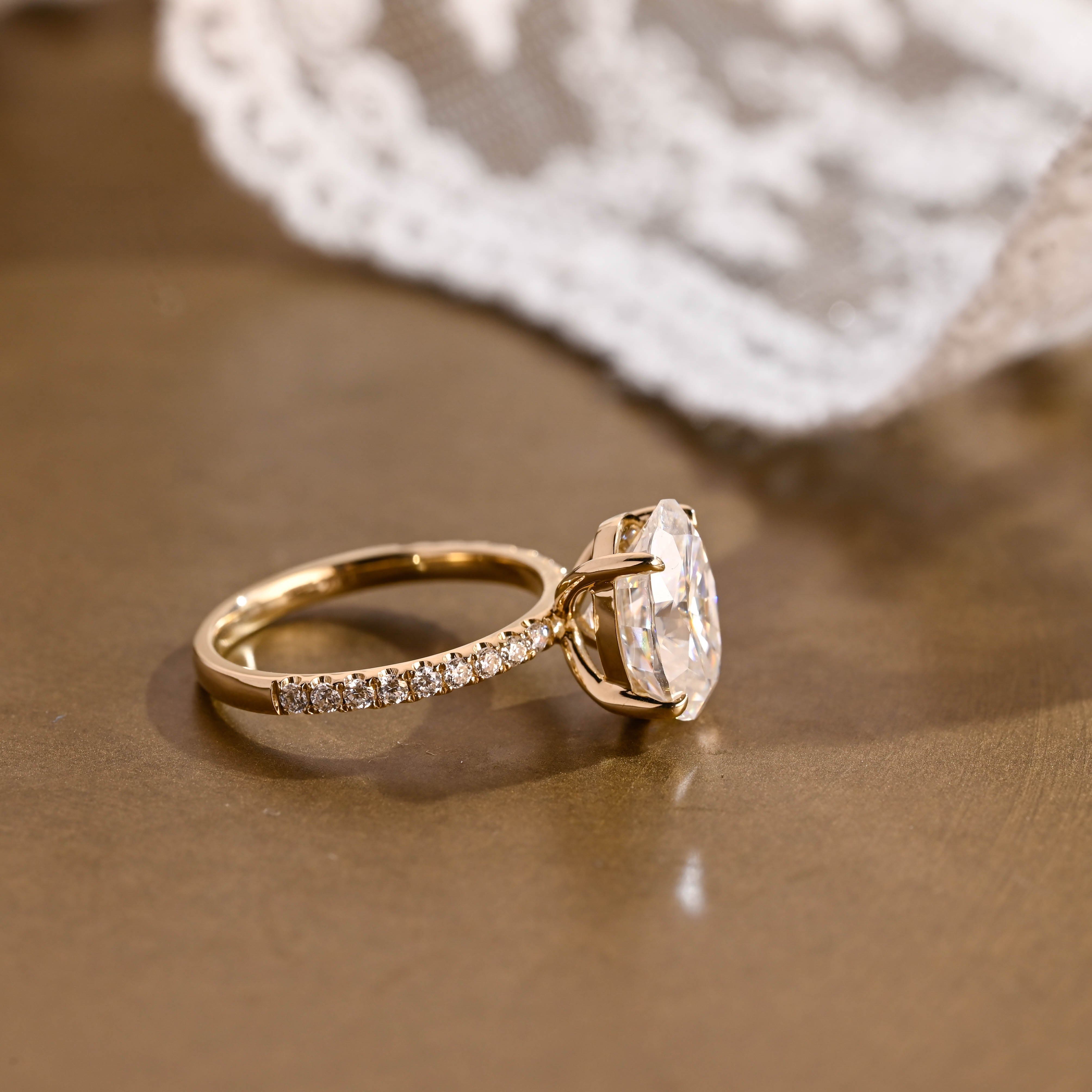 2 CT Emerald Pave Moissanite Engagement Ring