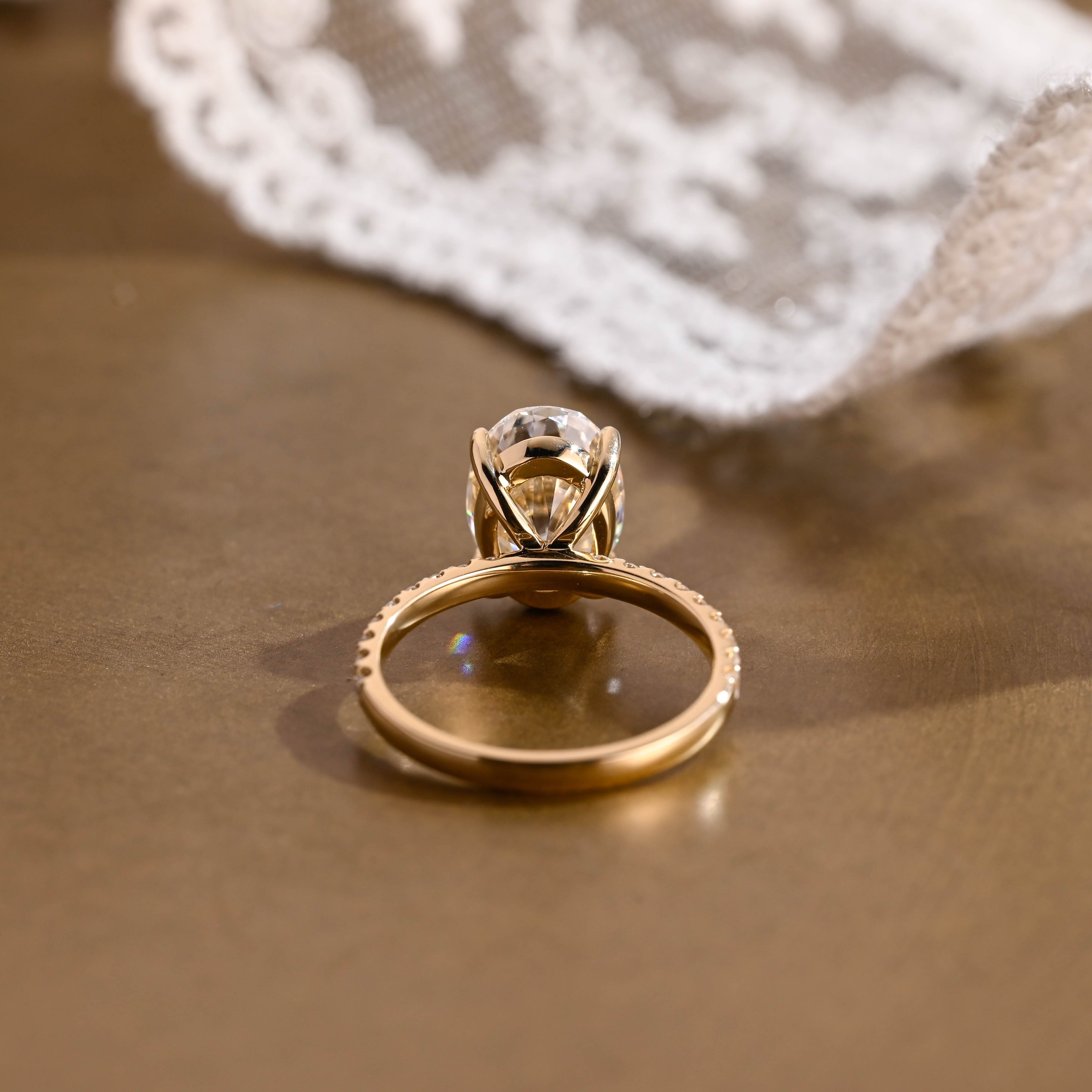 2 CT Emerald Pave Moissanite Engagement Ring