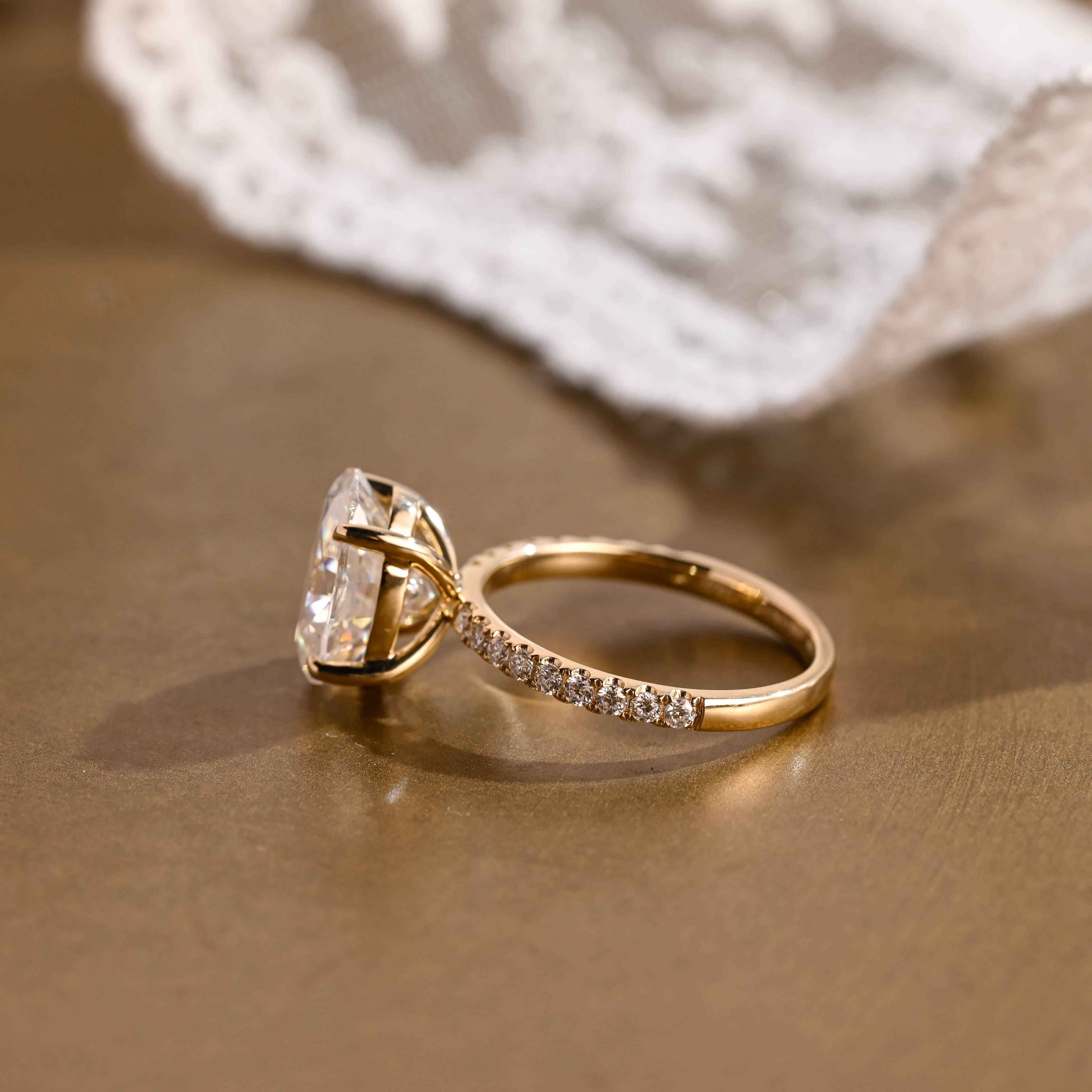 2 CT Emerald Pave Moissanite Engagement Ring