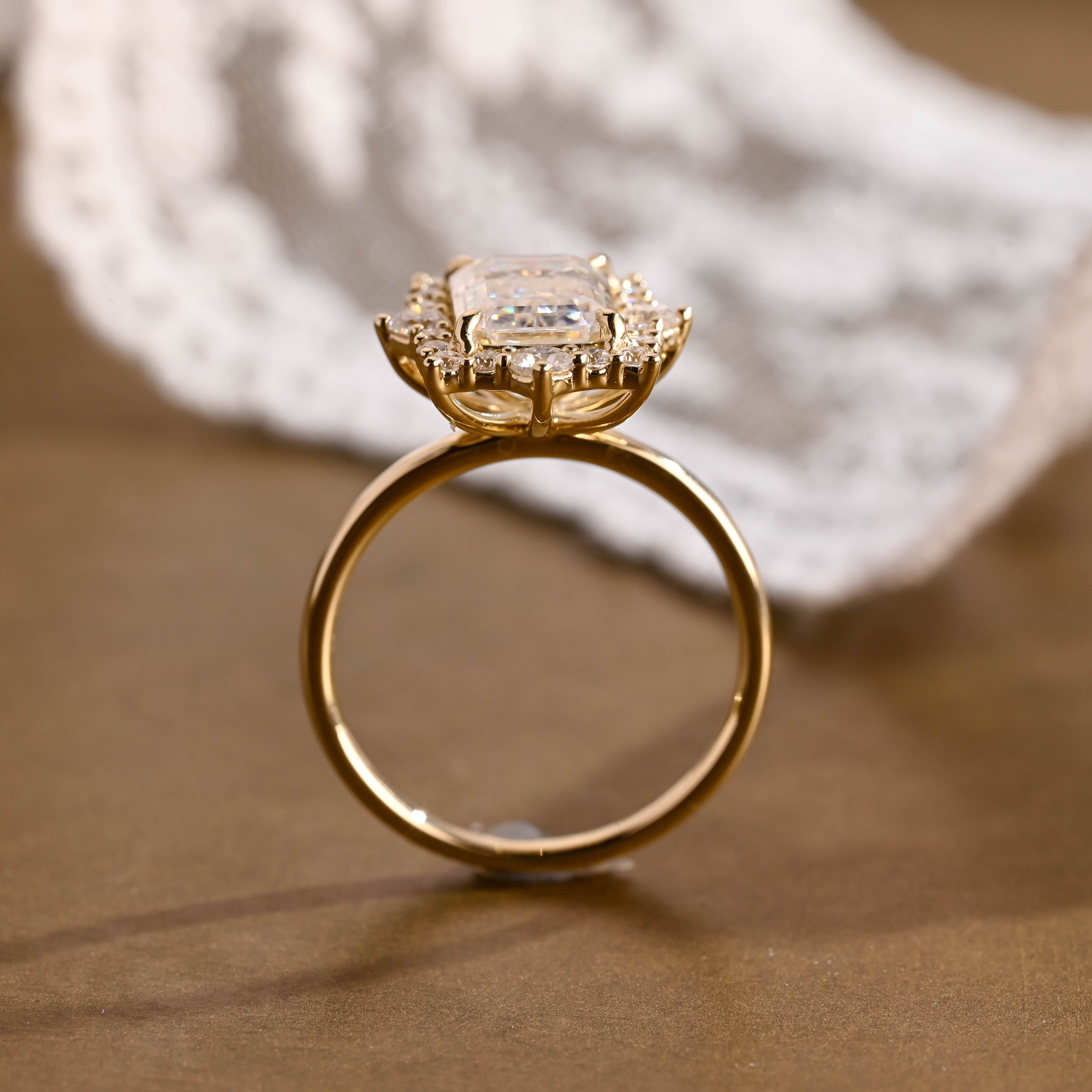 2 CT Emerald Pave Moissanite Engagement Ring