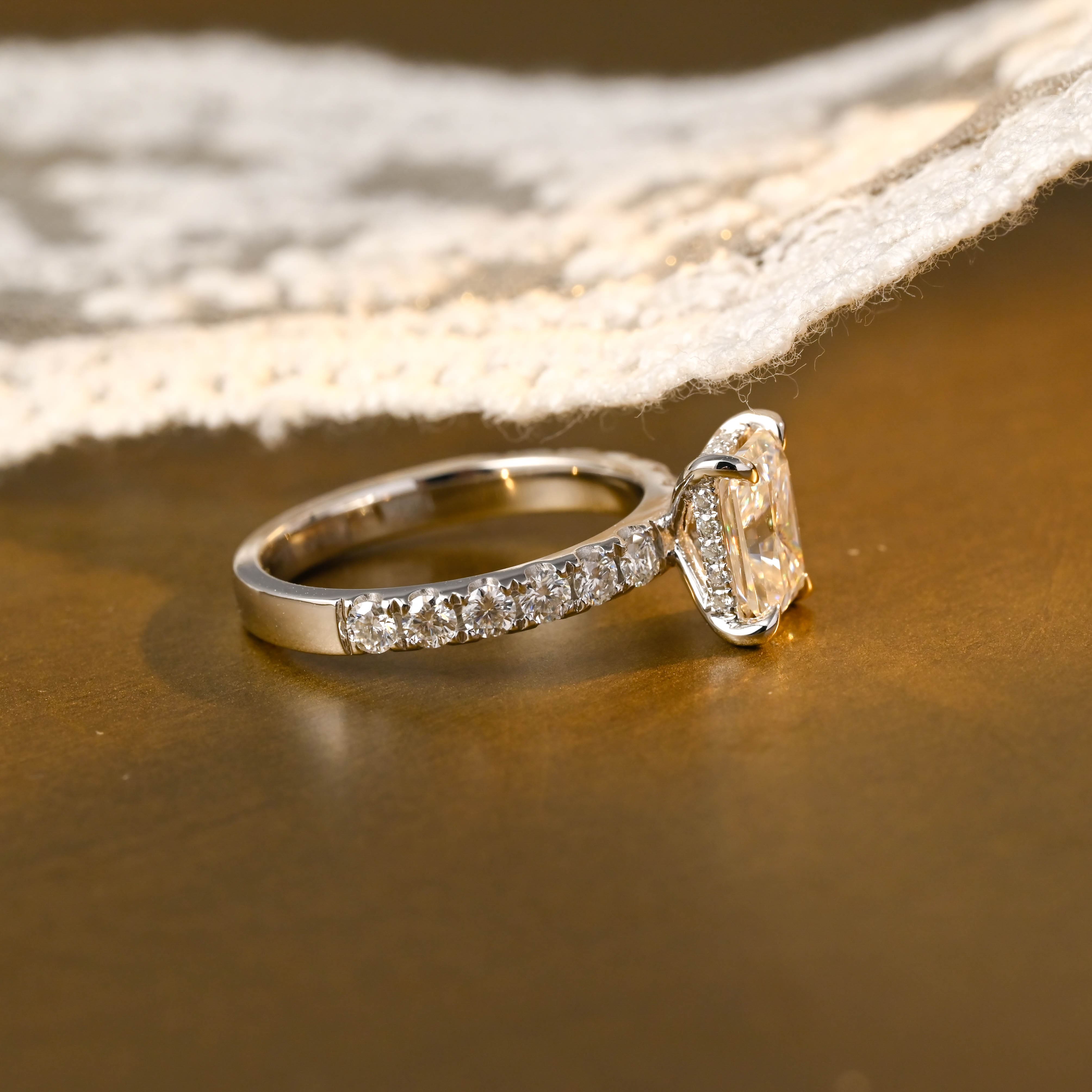 2 CT Emerald Pave Moissanite Engagement Ring