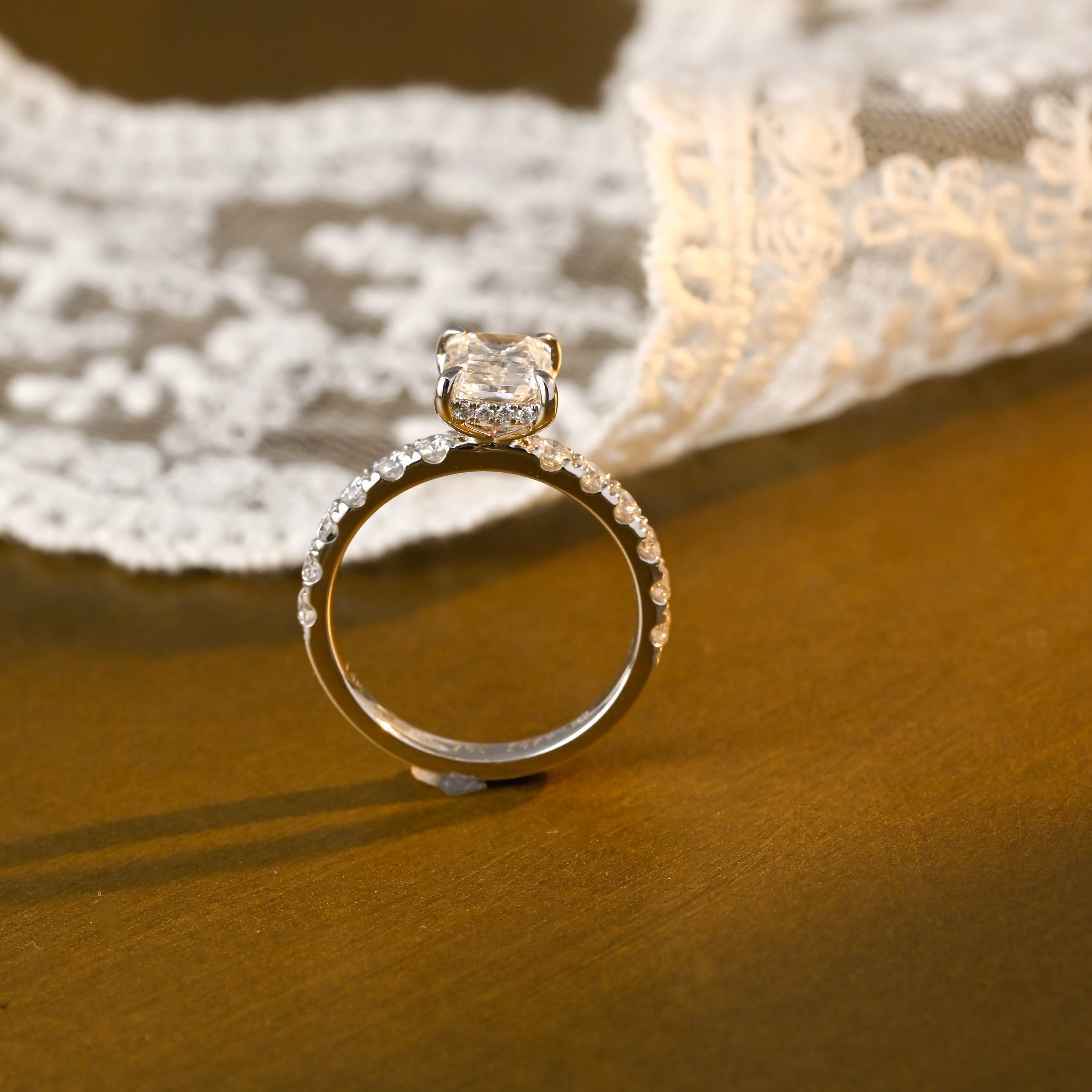 2 CT Emerald Pave Moissanite Engagement Ring