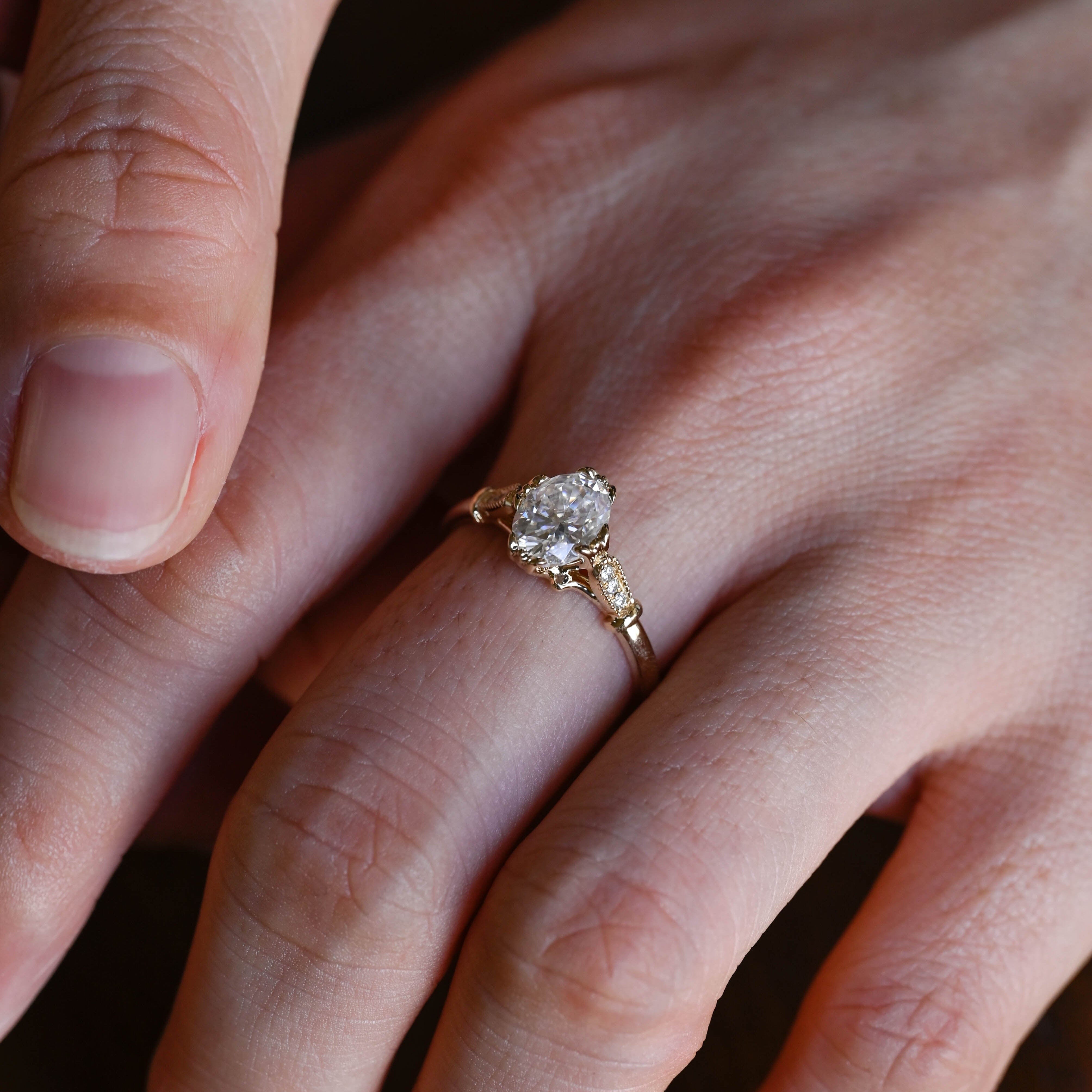 2 CT Emerald Pave Moissanite Engagement Ring