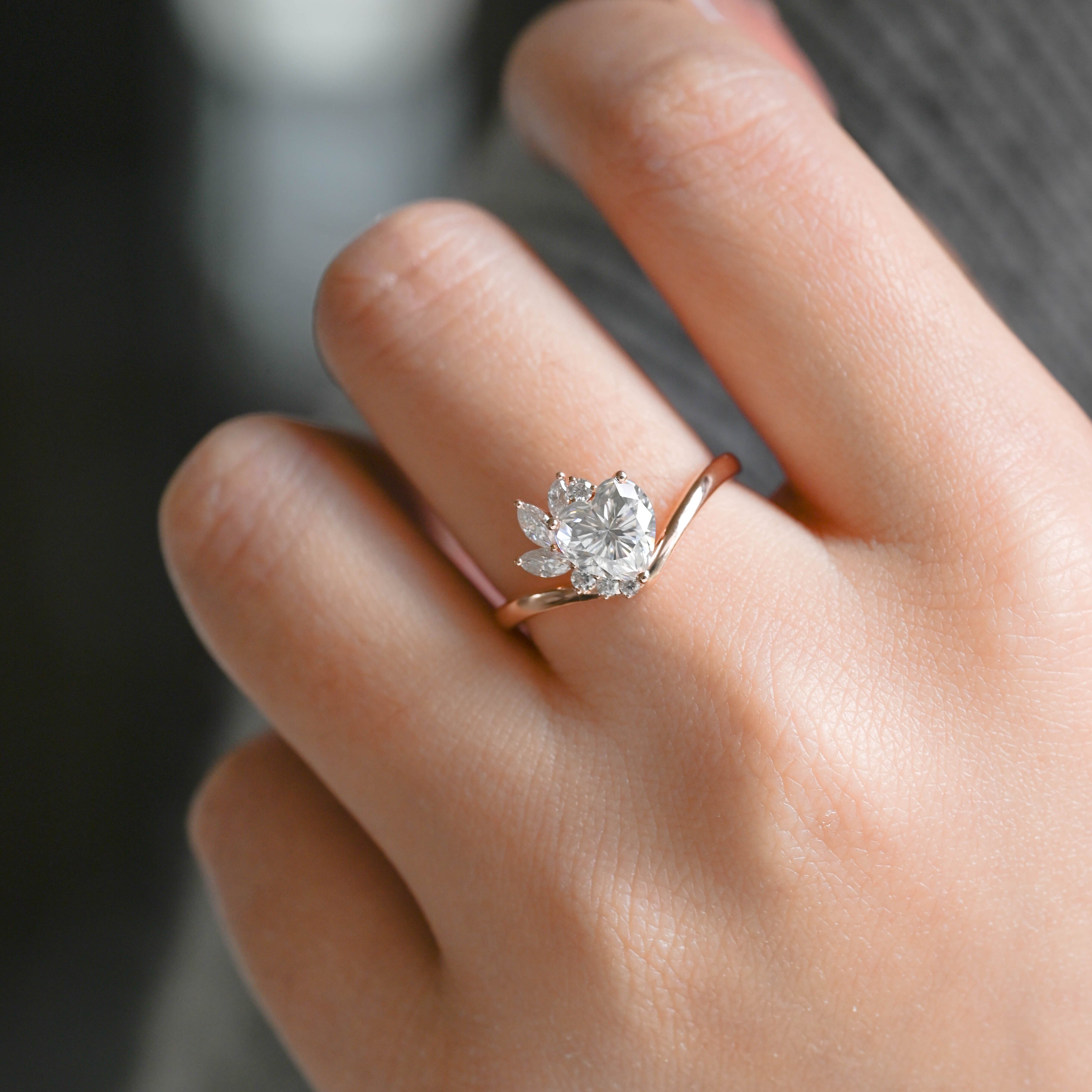 2 CT Emerald Pave Moissanite Engagement Ring
