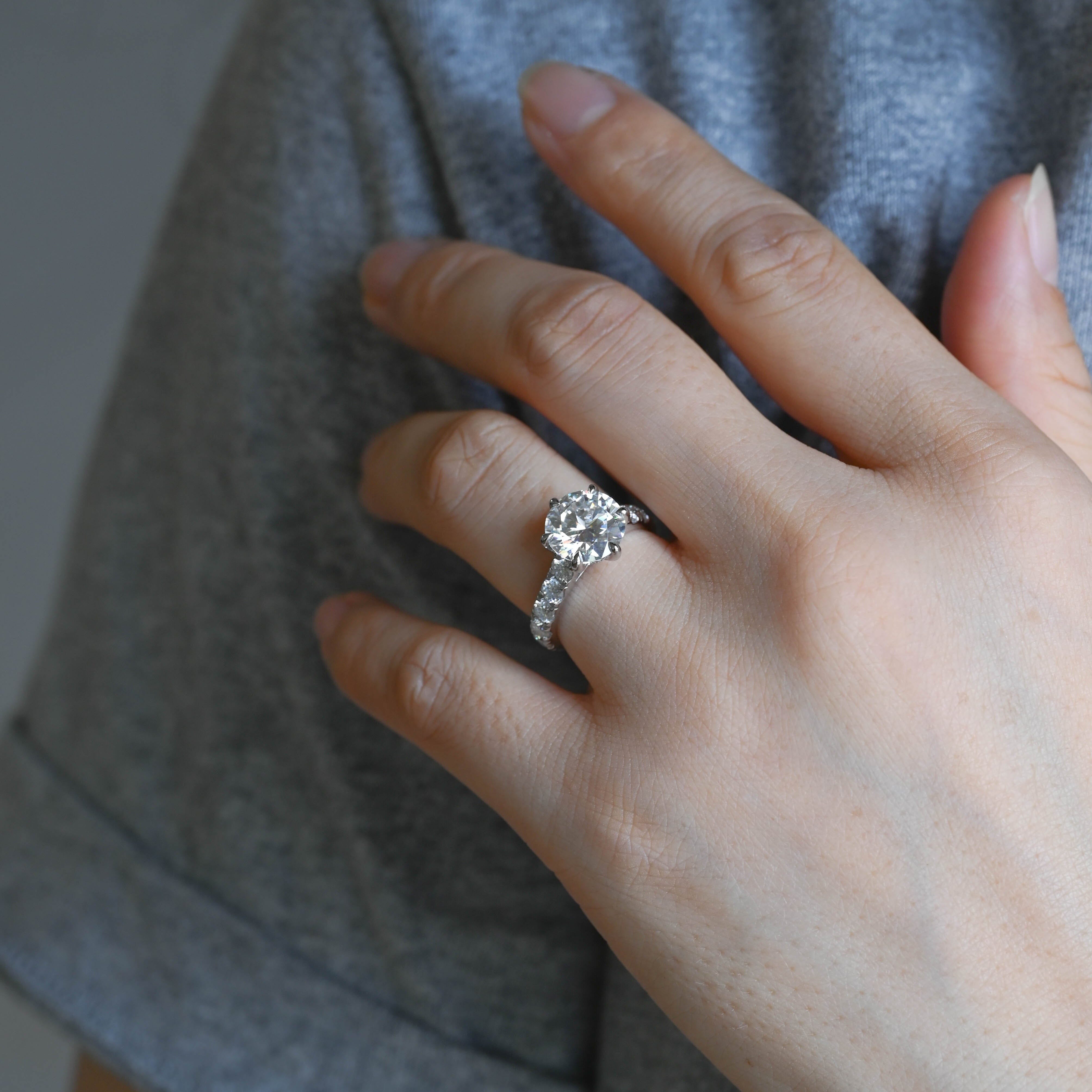 2 CT Emerald Pave Moissanite Engagement Ring