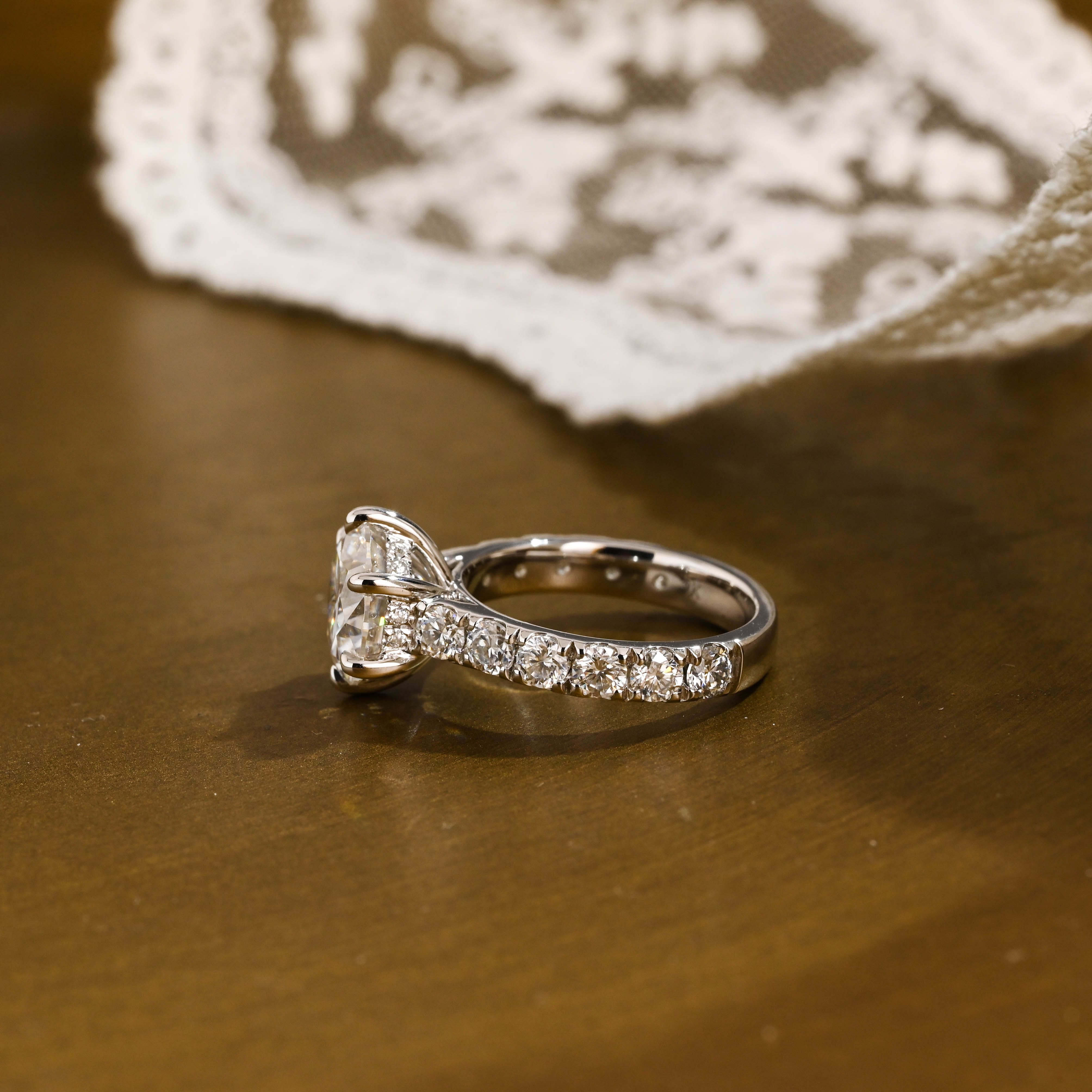 2 CT Emerald Pave Moissanite Engagement Ring