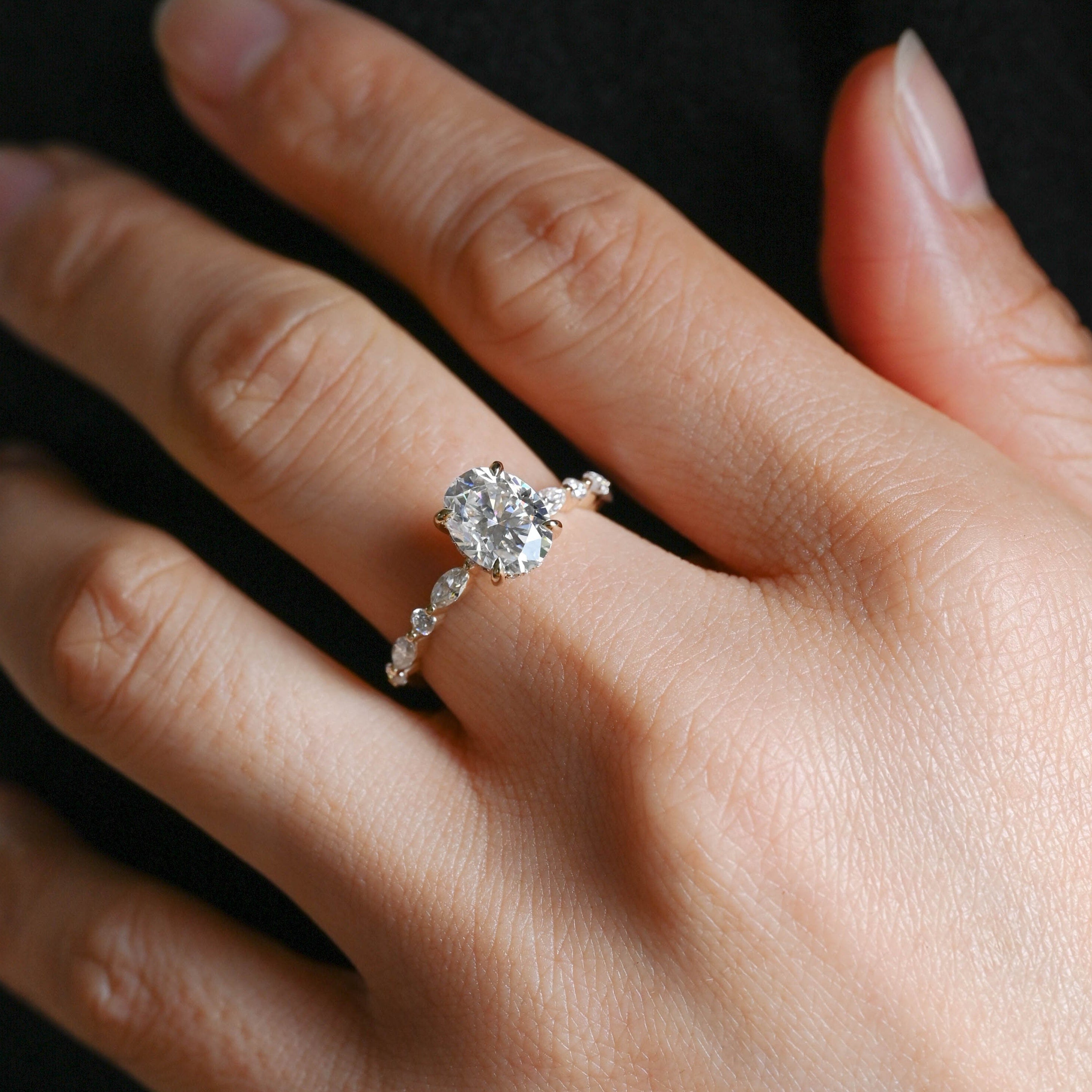 2 CT Emerald Pave Moissanite Engagement Ring