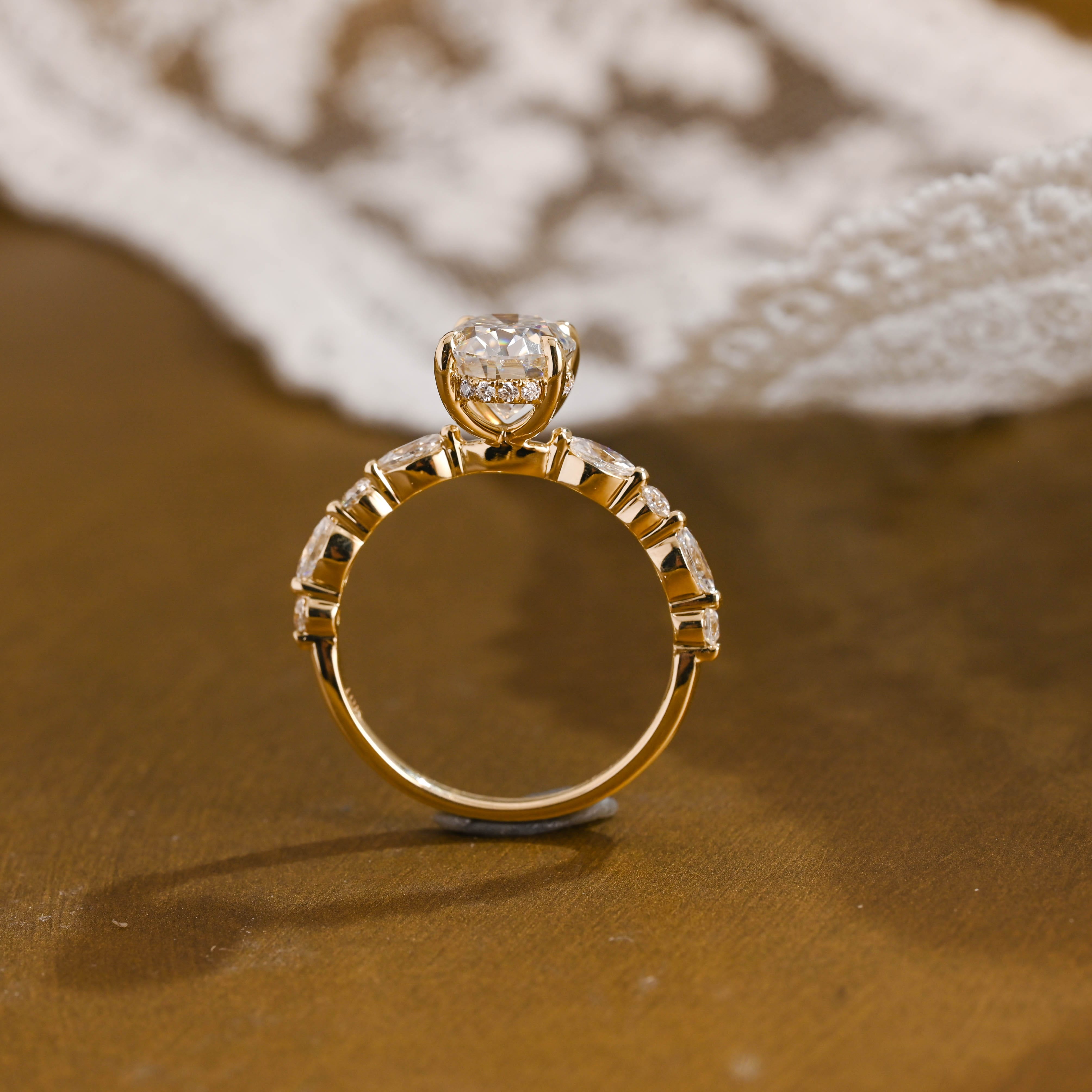 2 CT Emerald Pave Moissanite Engagement Ring