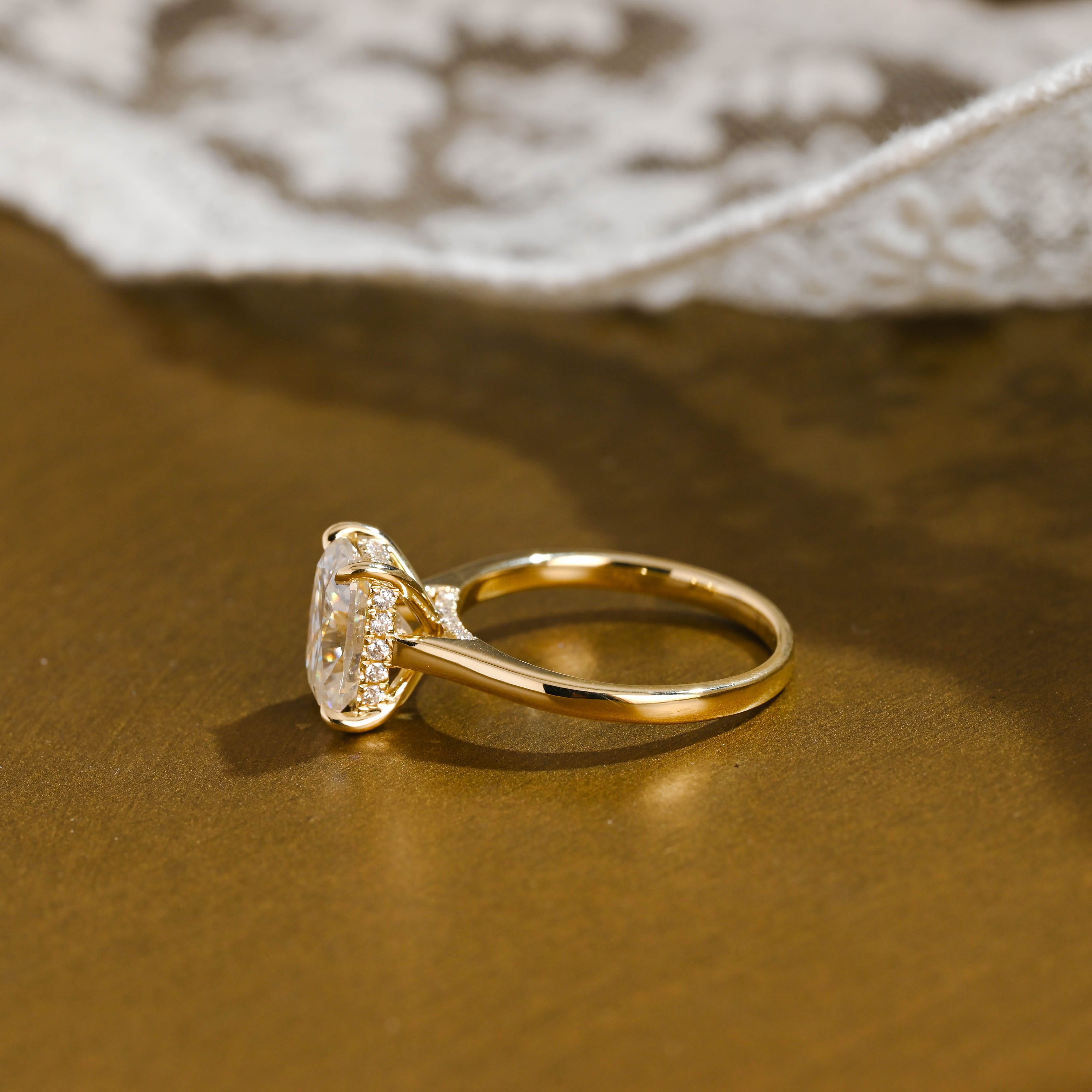 2 CT Emerald Pave Moissanite Engagement Ring