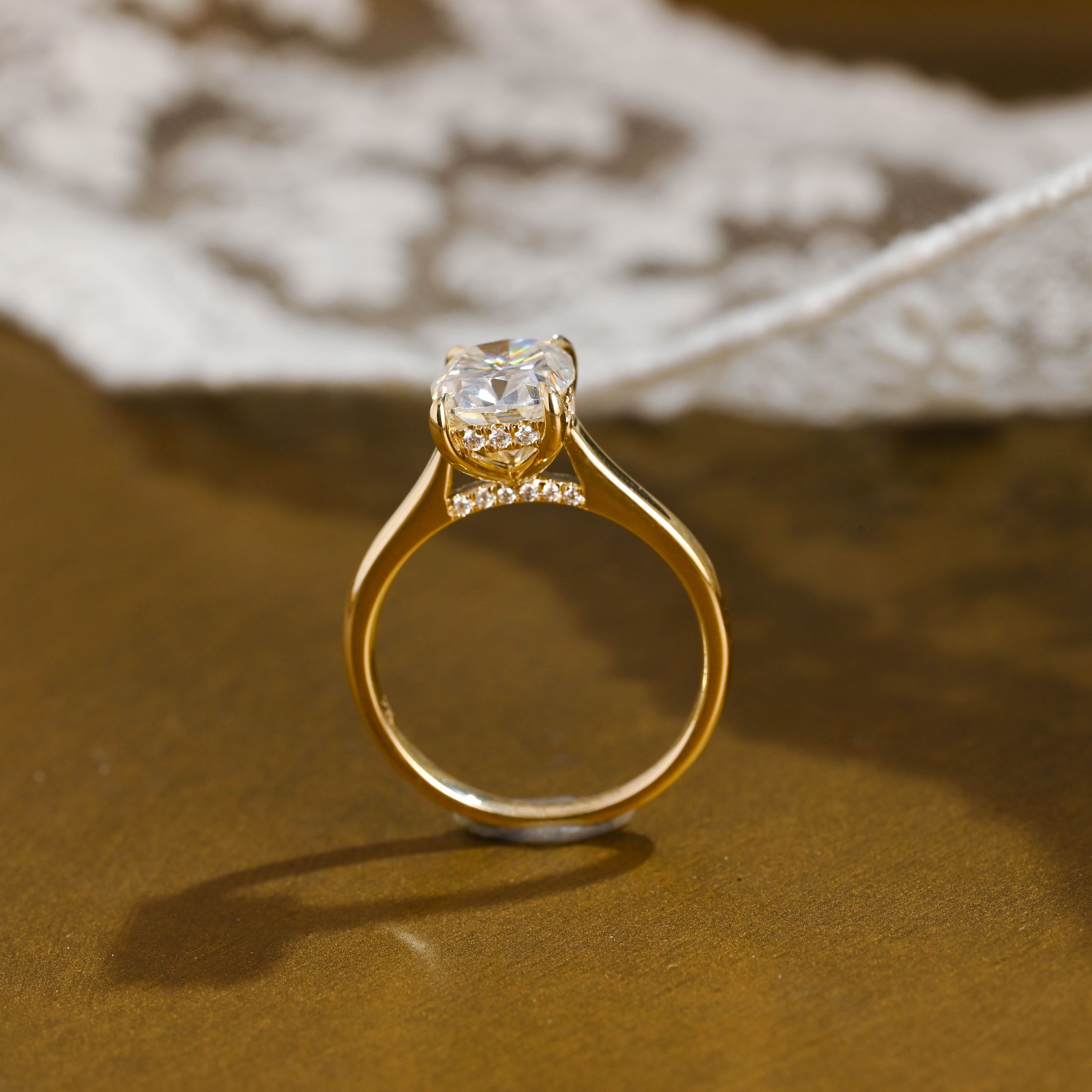 2 CT Emerald Pave Moissanite Engagement Ring