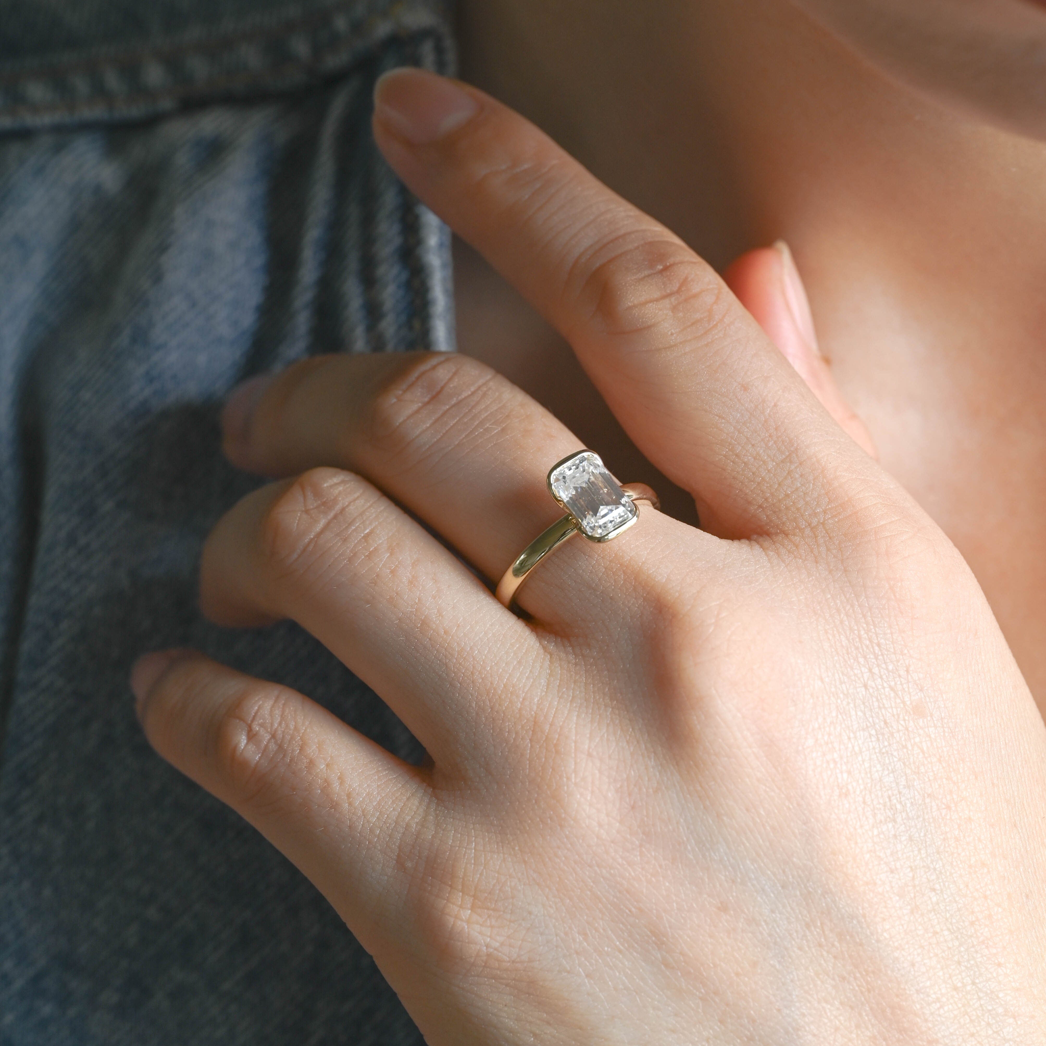 2 CT Emerald Pave Moissanite Engagement Ring
