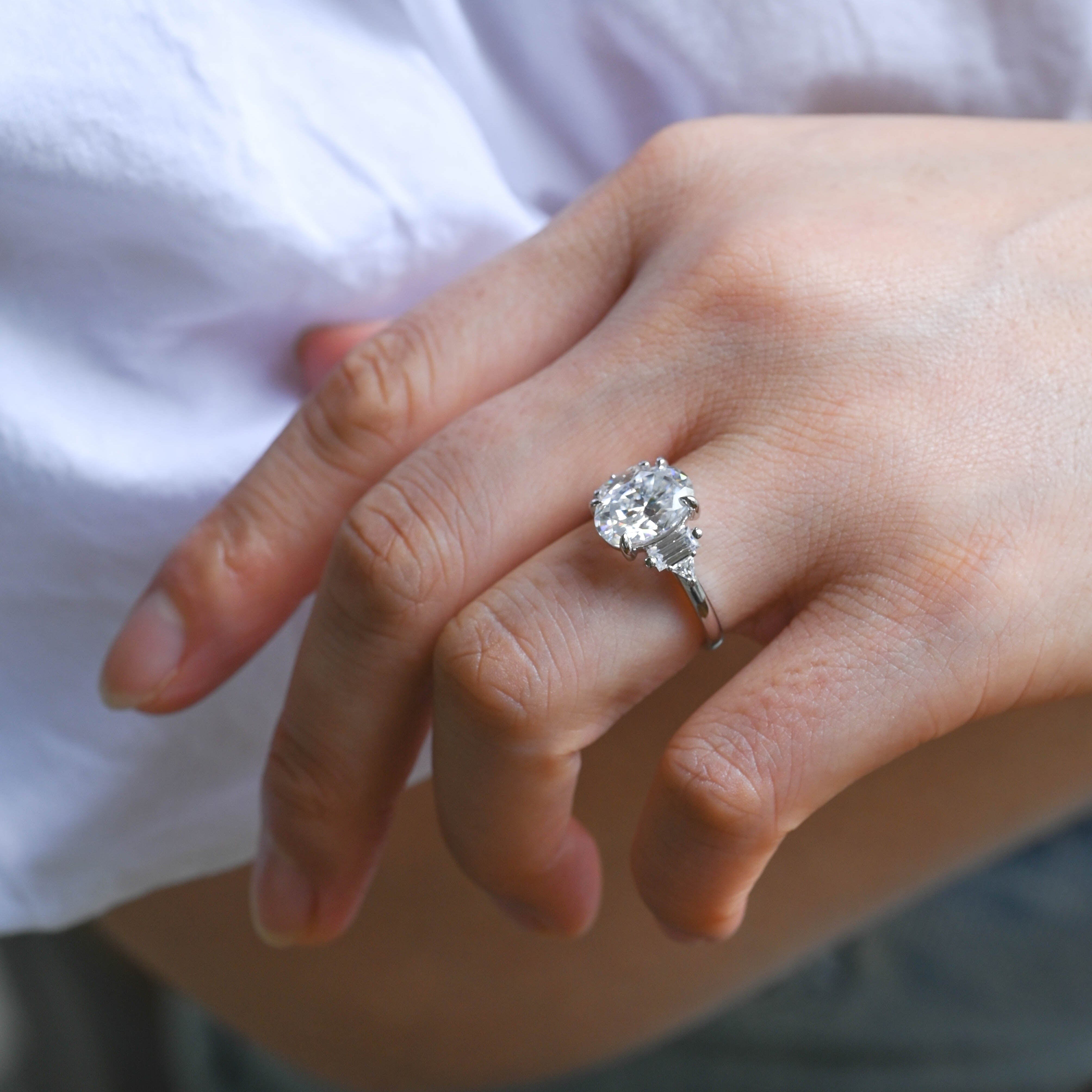 2 CT Emerald Pave Moissanite Engagement Ring