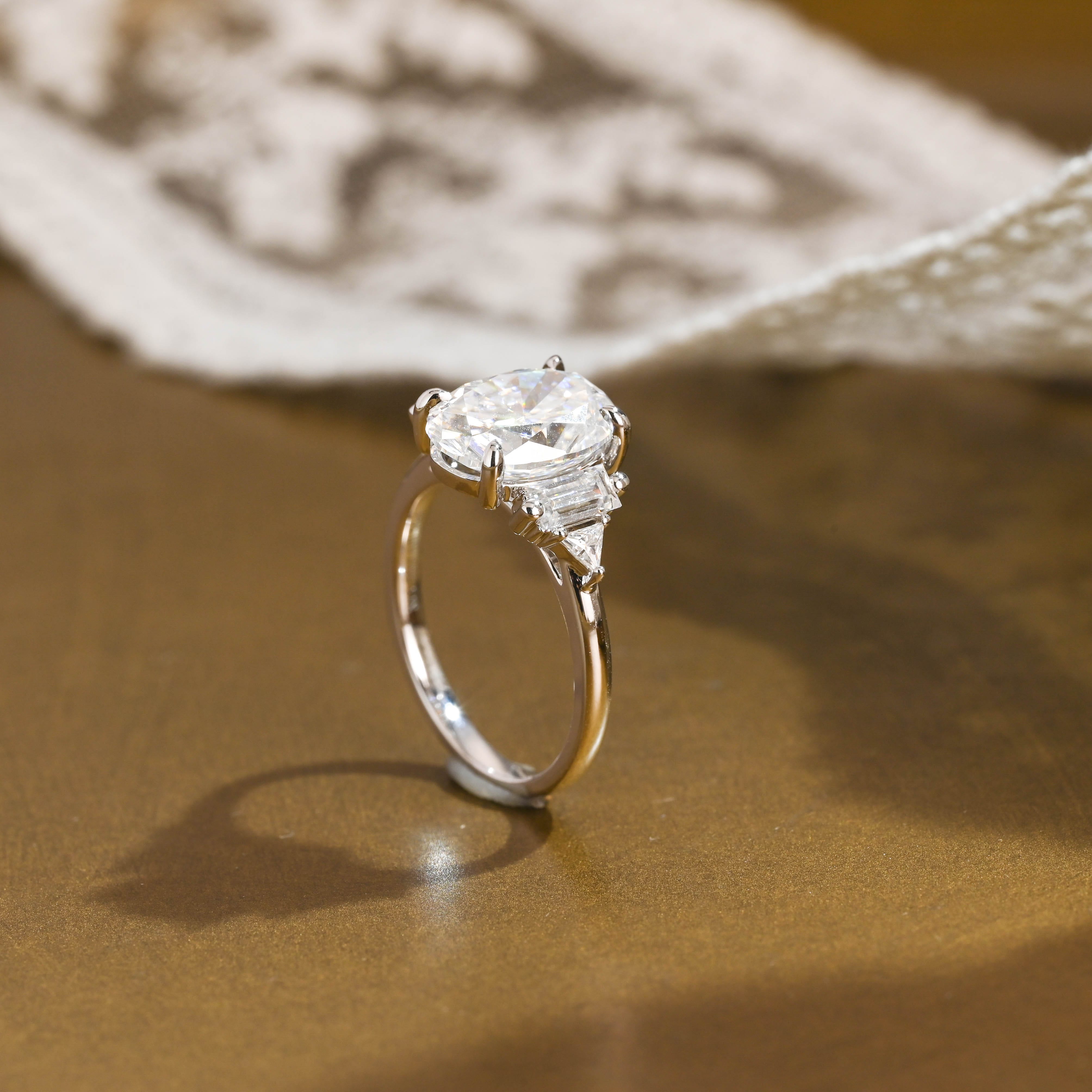 2 CT Emerald Pave Moissanite Engagement Ring