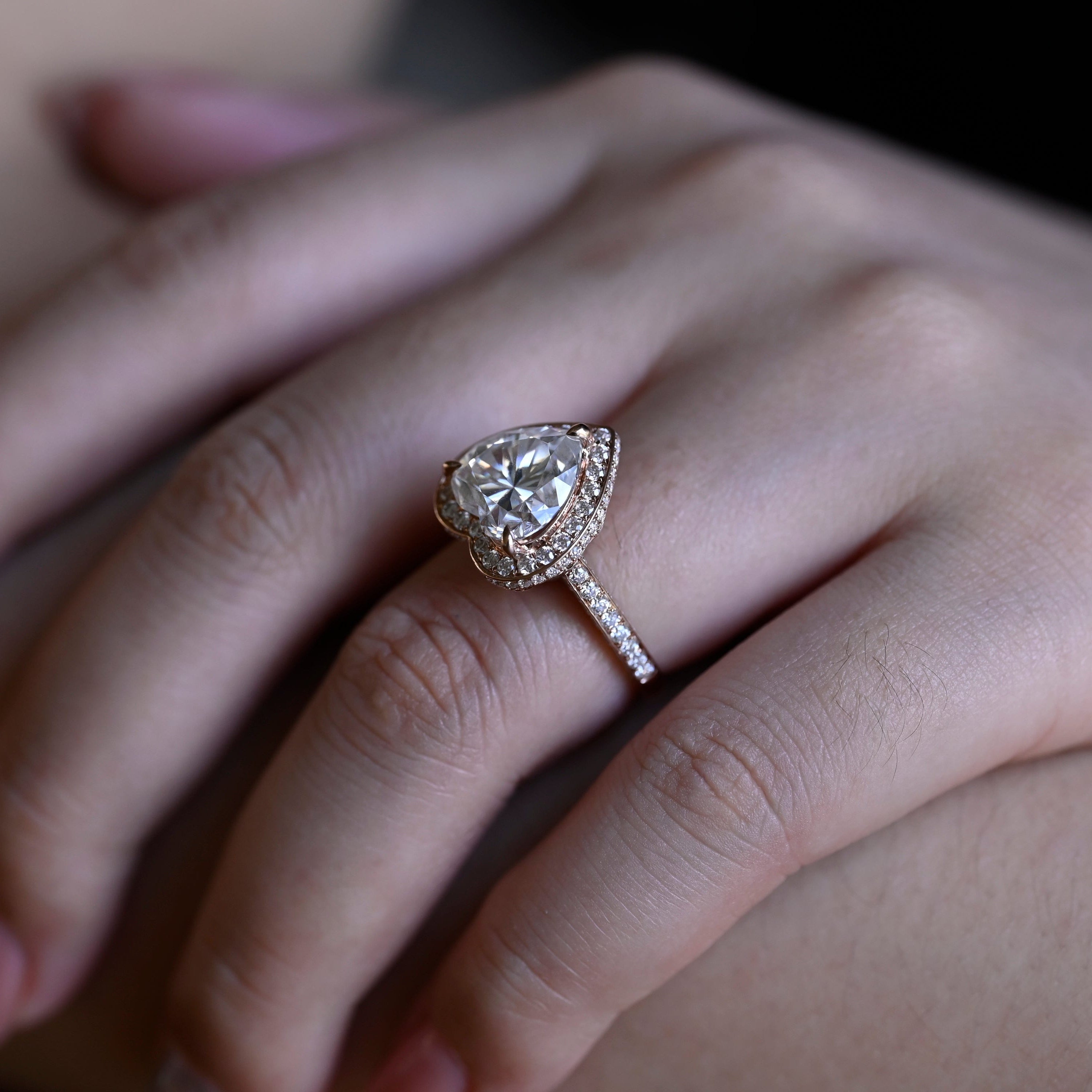 2 CT Emerald Pave Moissanite Engagement Ring