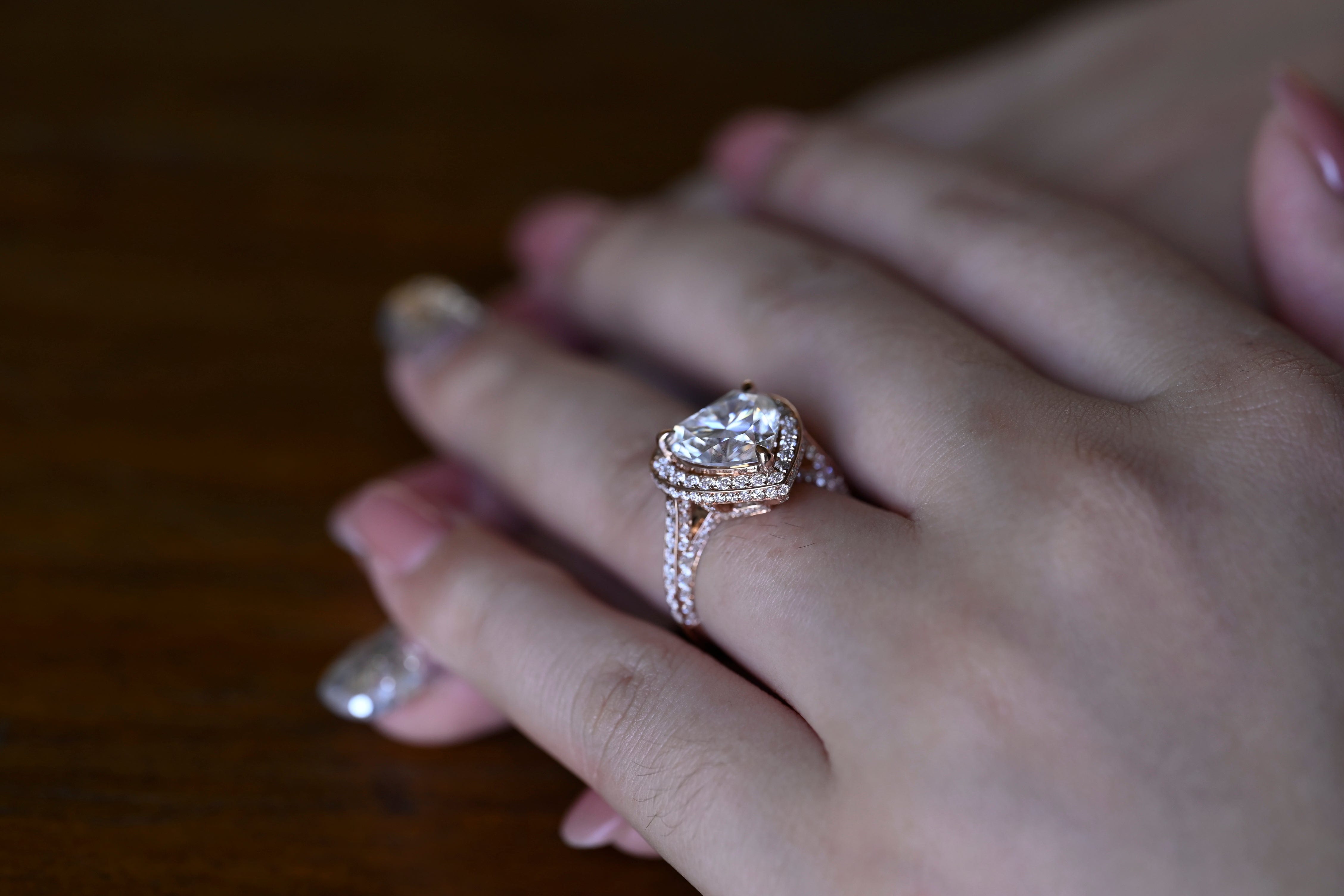2 CT Emerald Pave Moissanite Engagement Ring