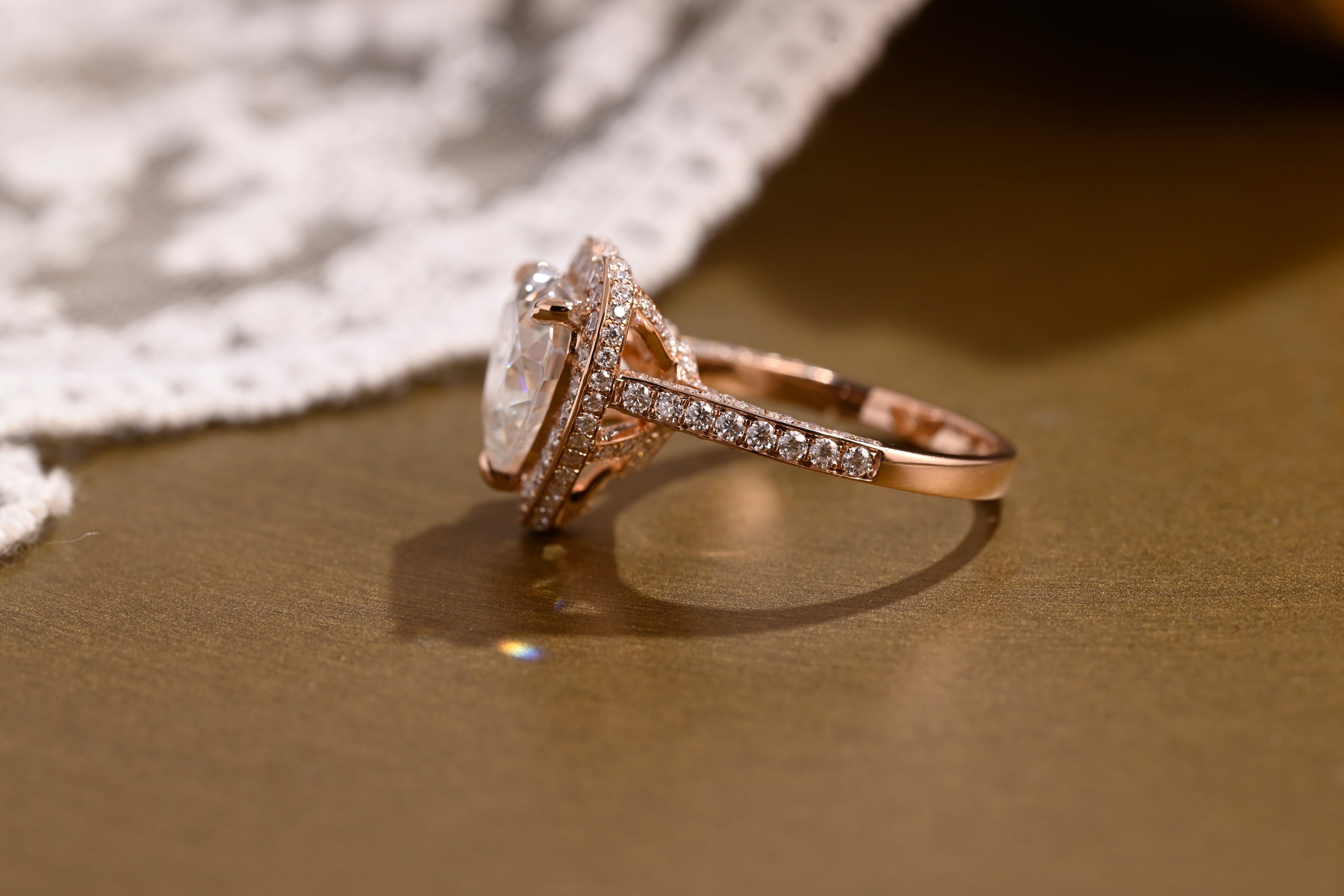 2 CT Emerald Pave Moissanite Engagement Ring