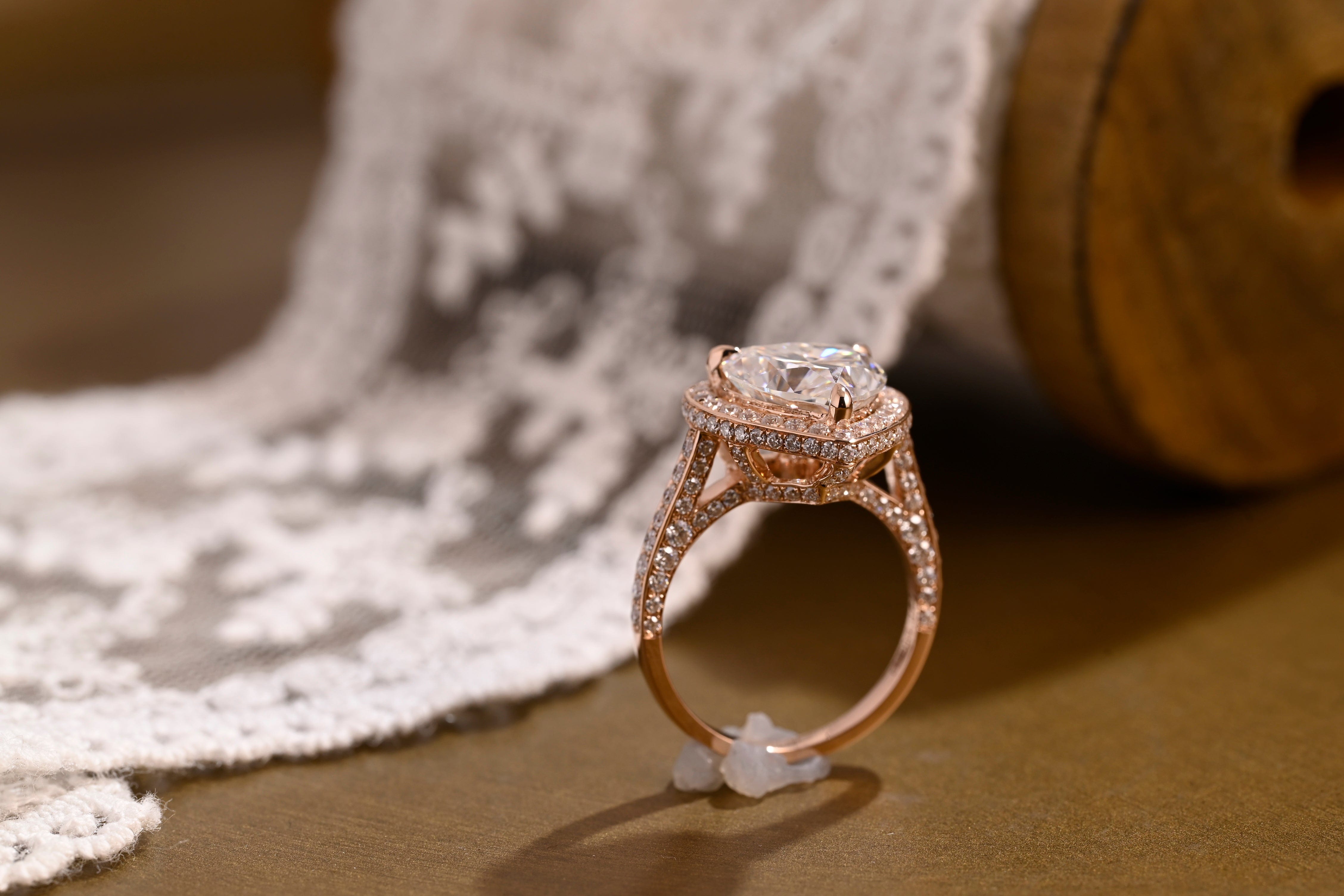 2 CT Emerald Pave Moissanite Engagement Ring
