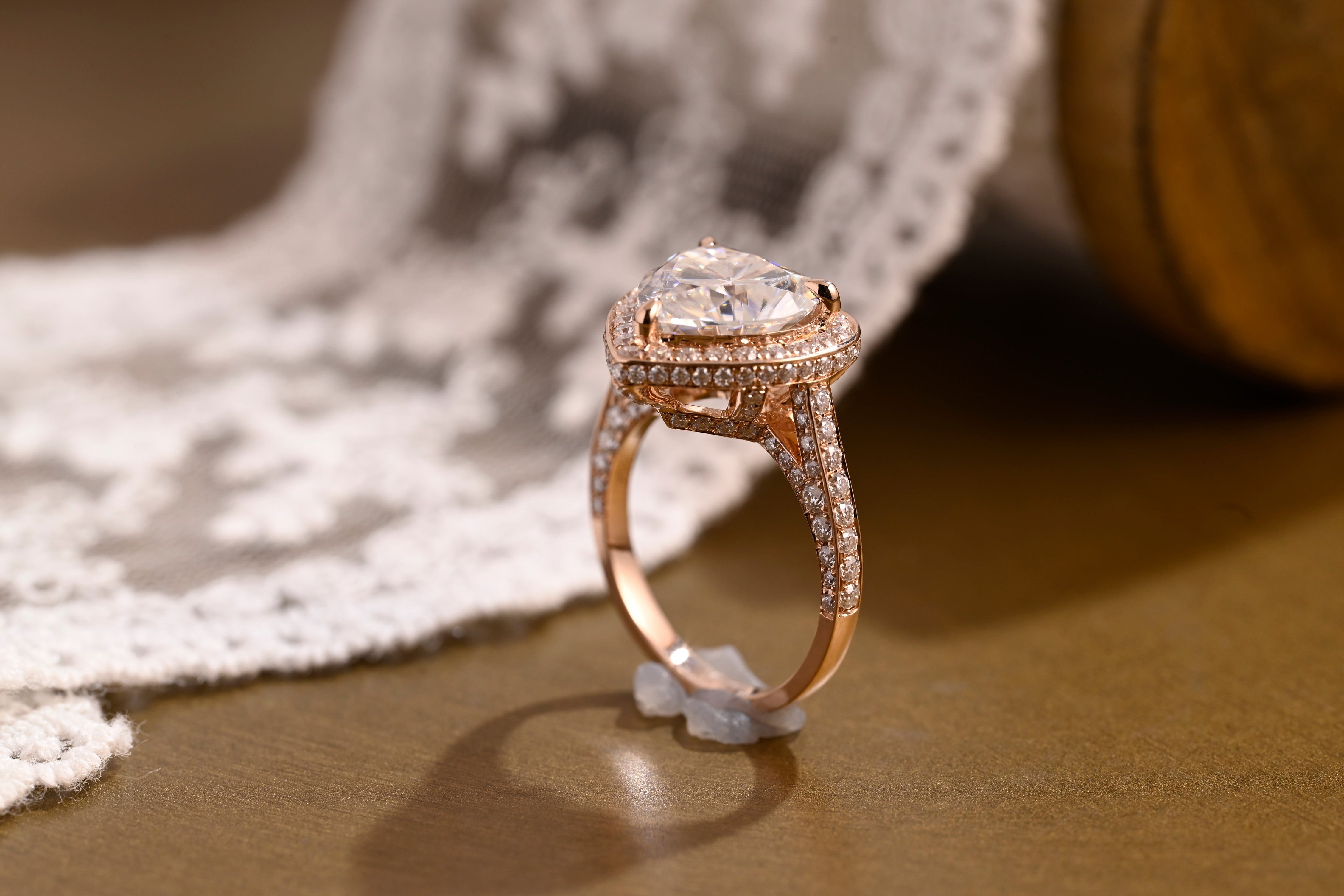 2 CT Emerald Pave Moissanite Engagement Ring