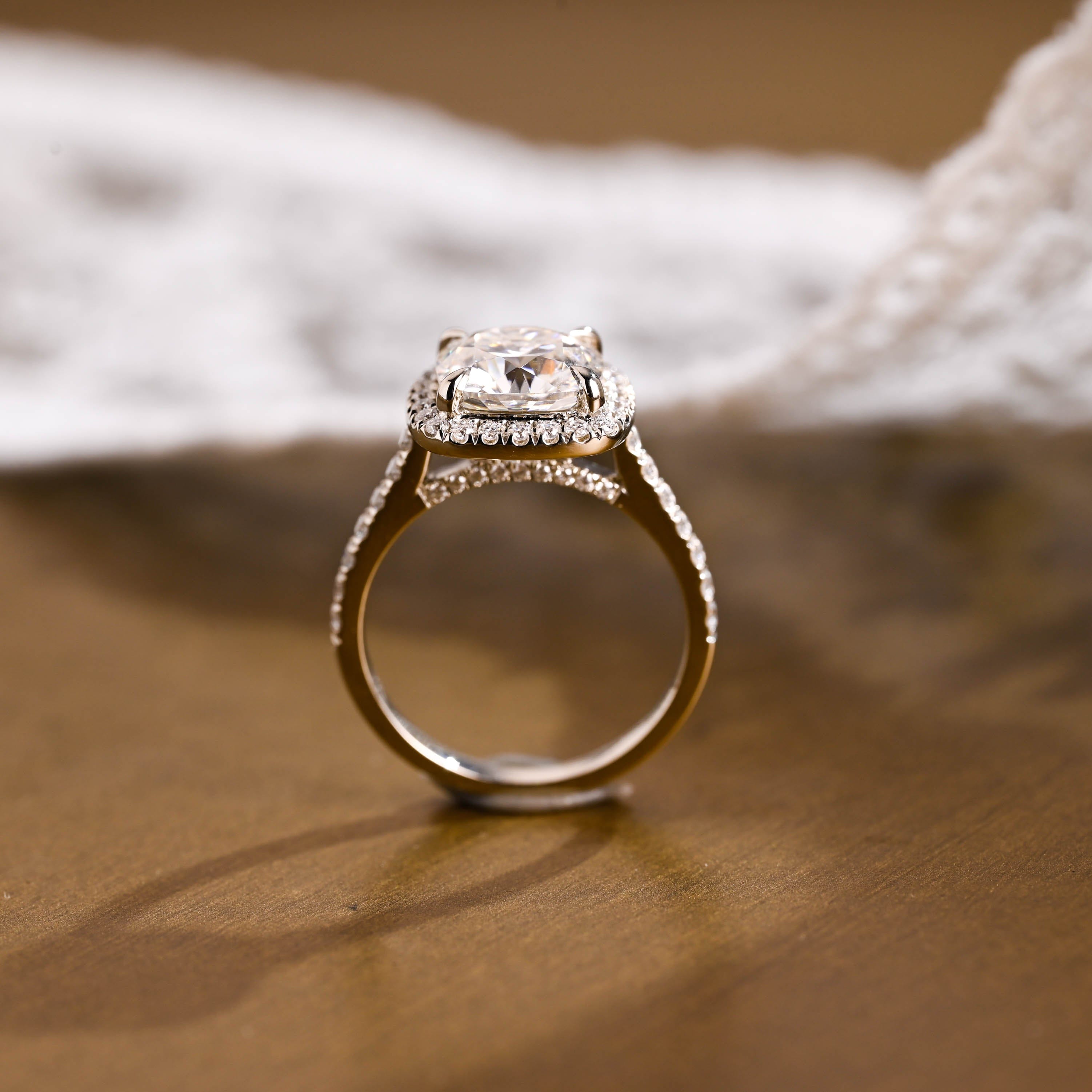 2 CT Emerald Pave Moissanite Engagement Ring