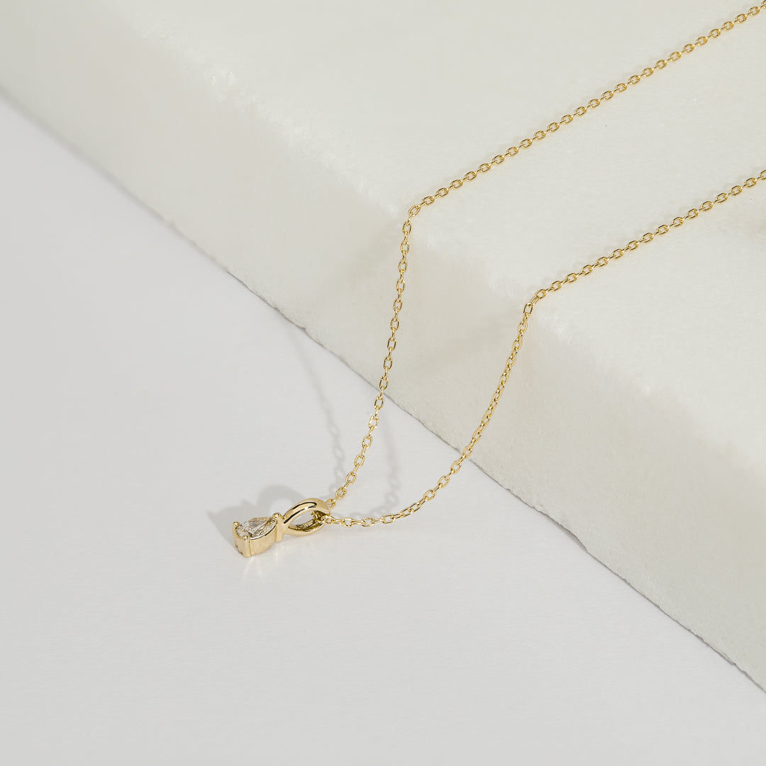 0.3 CT Pear Cut Solitaire Moissanite Necklace
