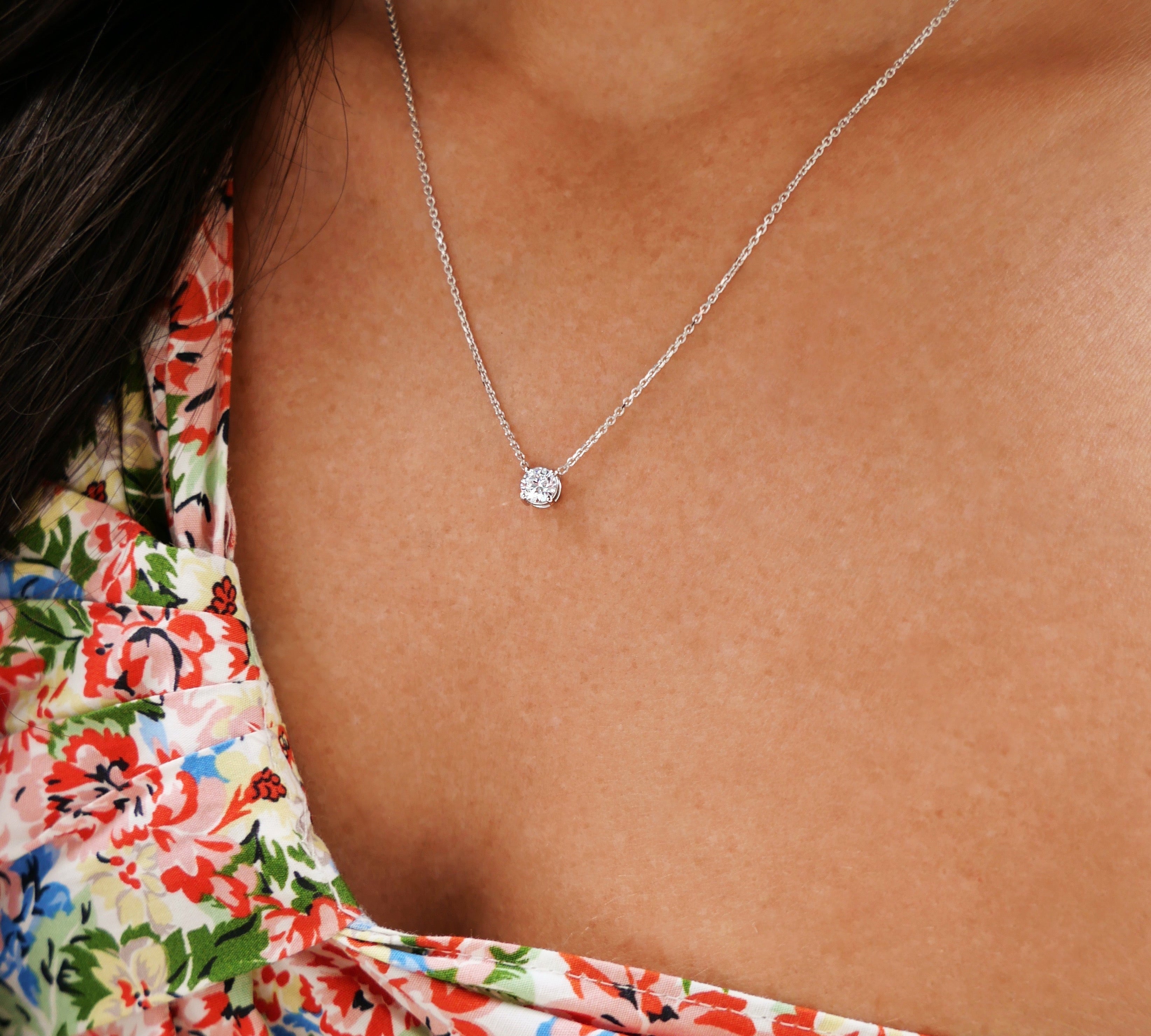 0.50 CT Round Solitaire Lab Grown Diamond Necklace